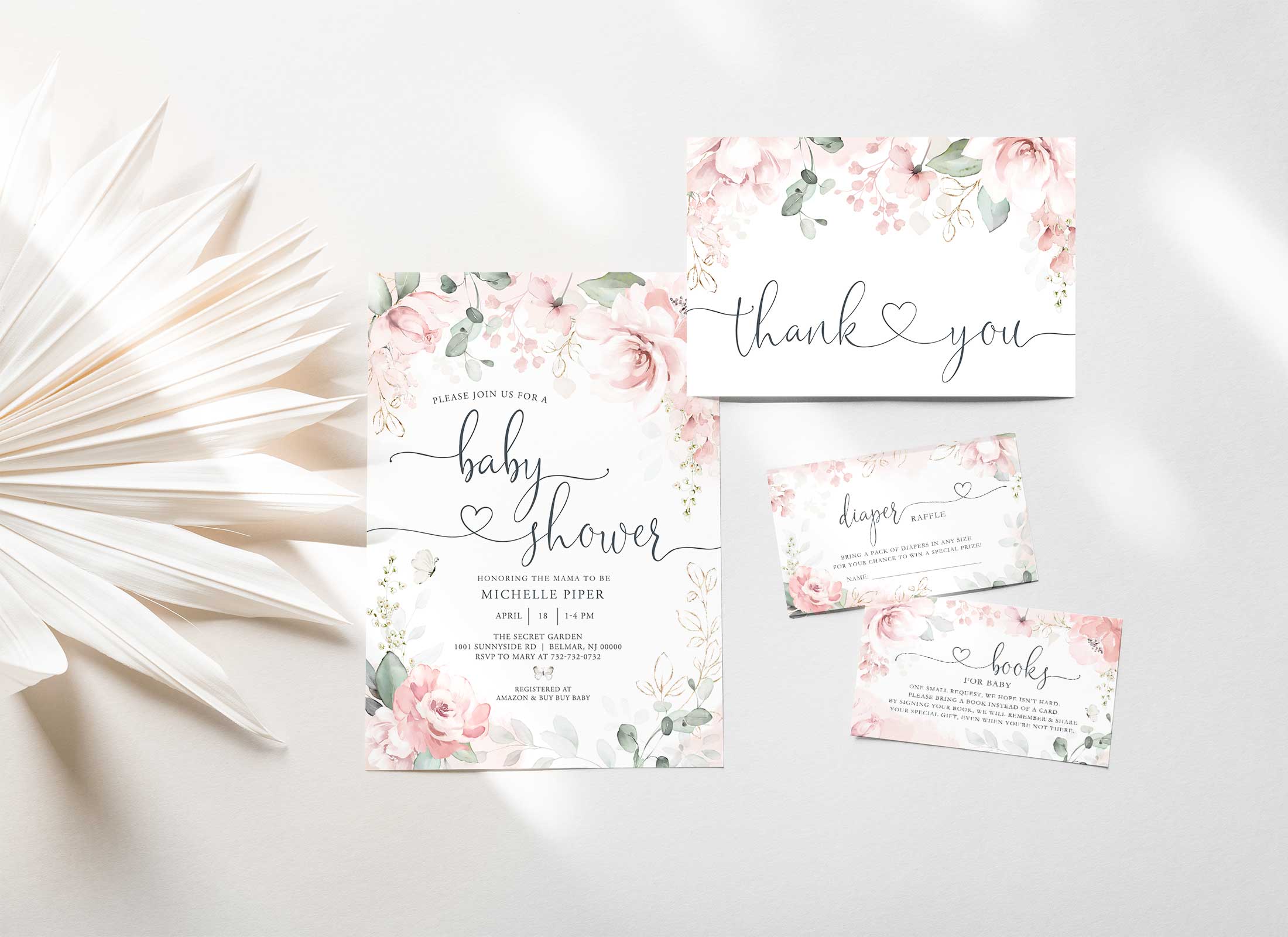 Baby Shower - Pink Garden - Bundle design preview