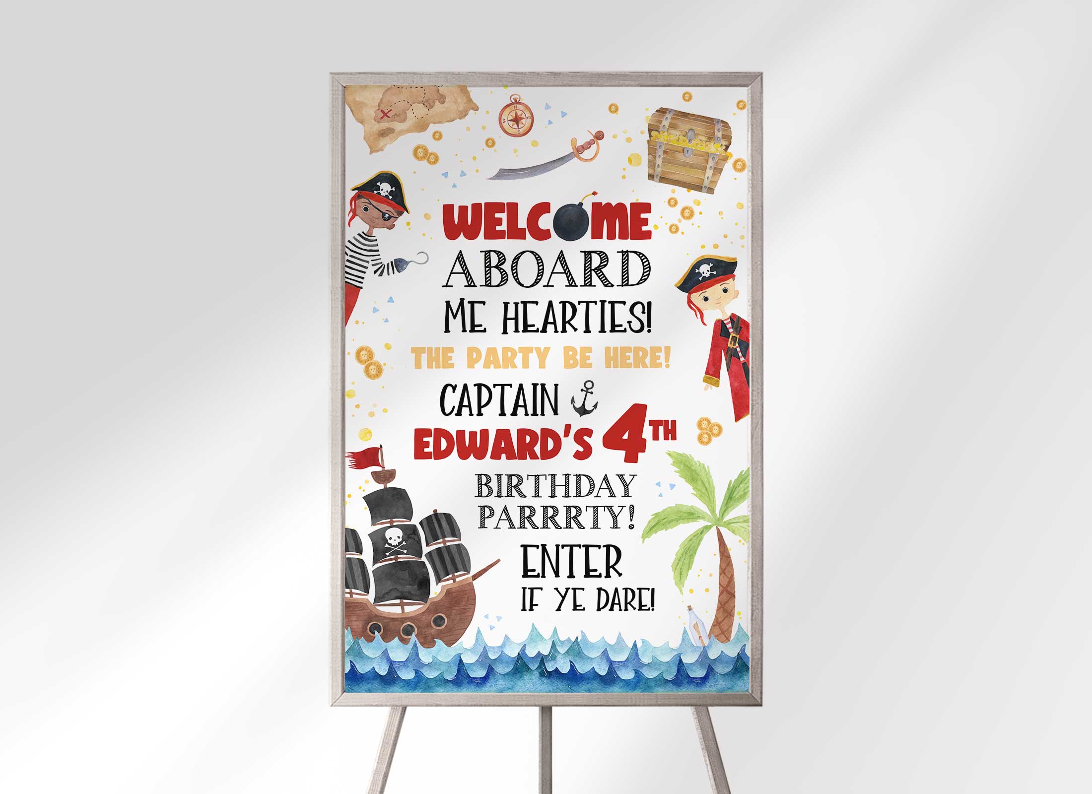 Pirate Birthday - Welcome Sign design preview