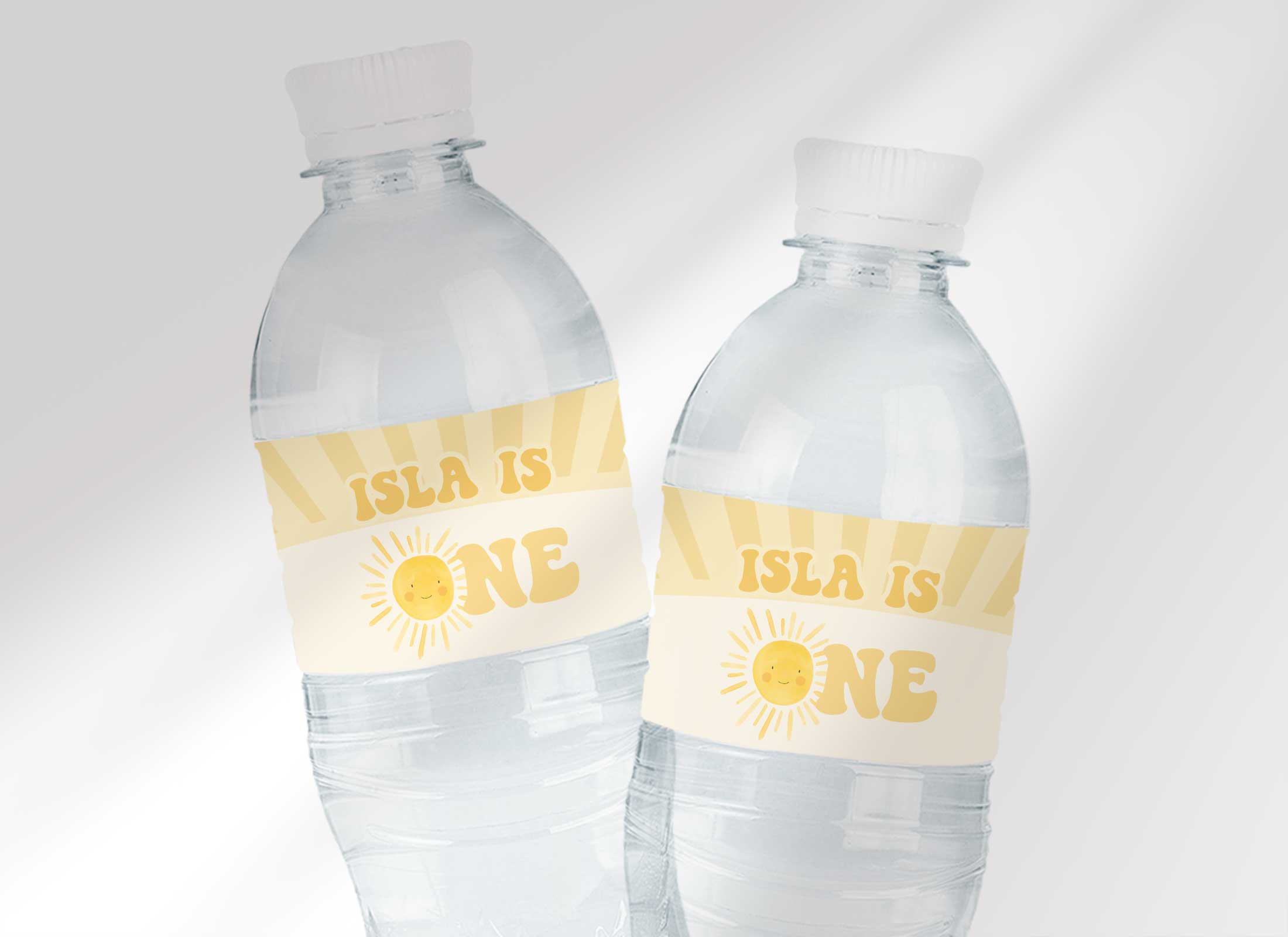 Sunshine Birthday - Groovy Sun - Water Bottle Labels - ONE design preview