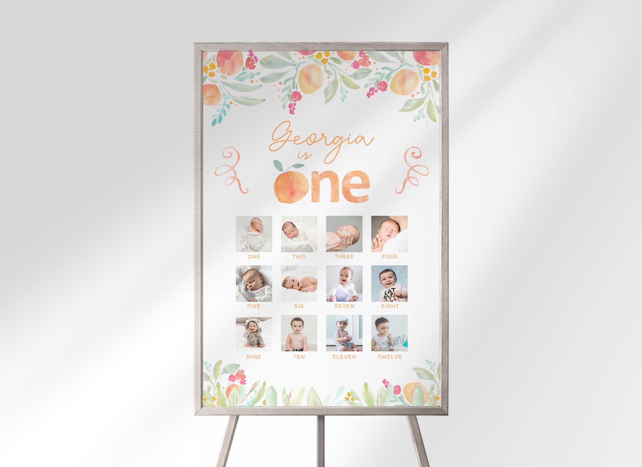 Sweet Peach - Birthday - Photo Milestone Chart design preview