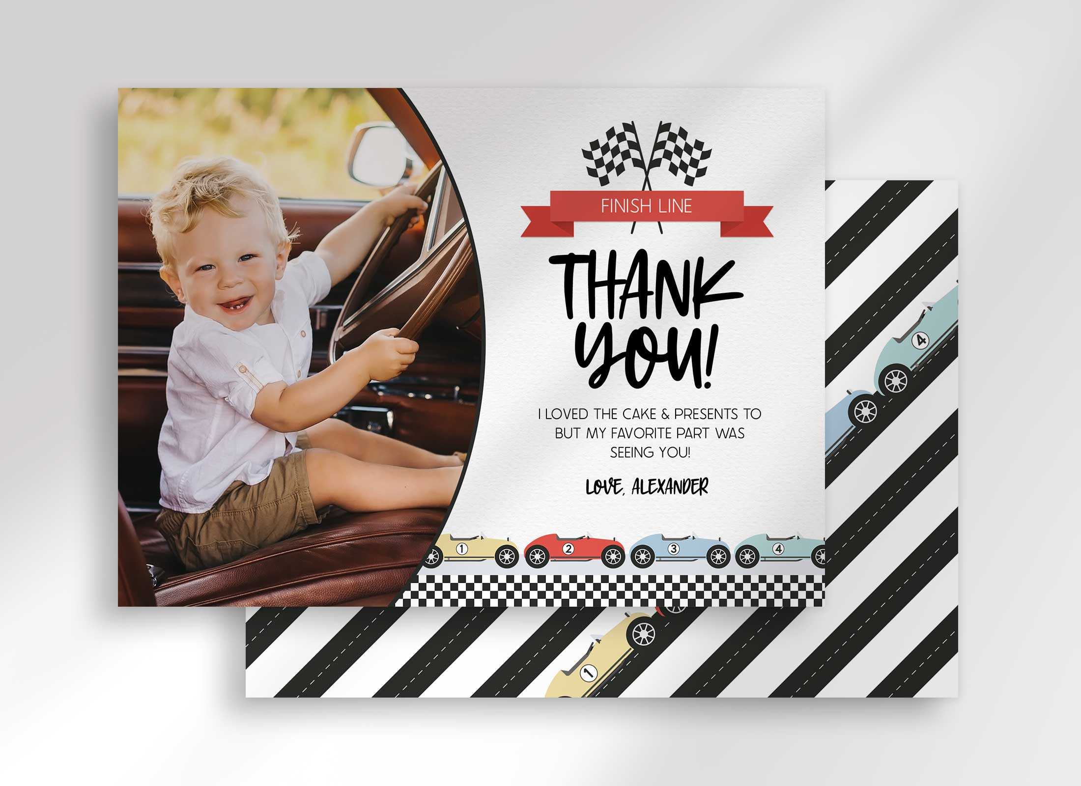 Race Car - Multi - Thank You Card - Photo design preview