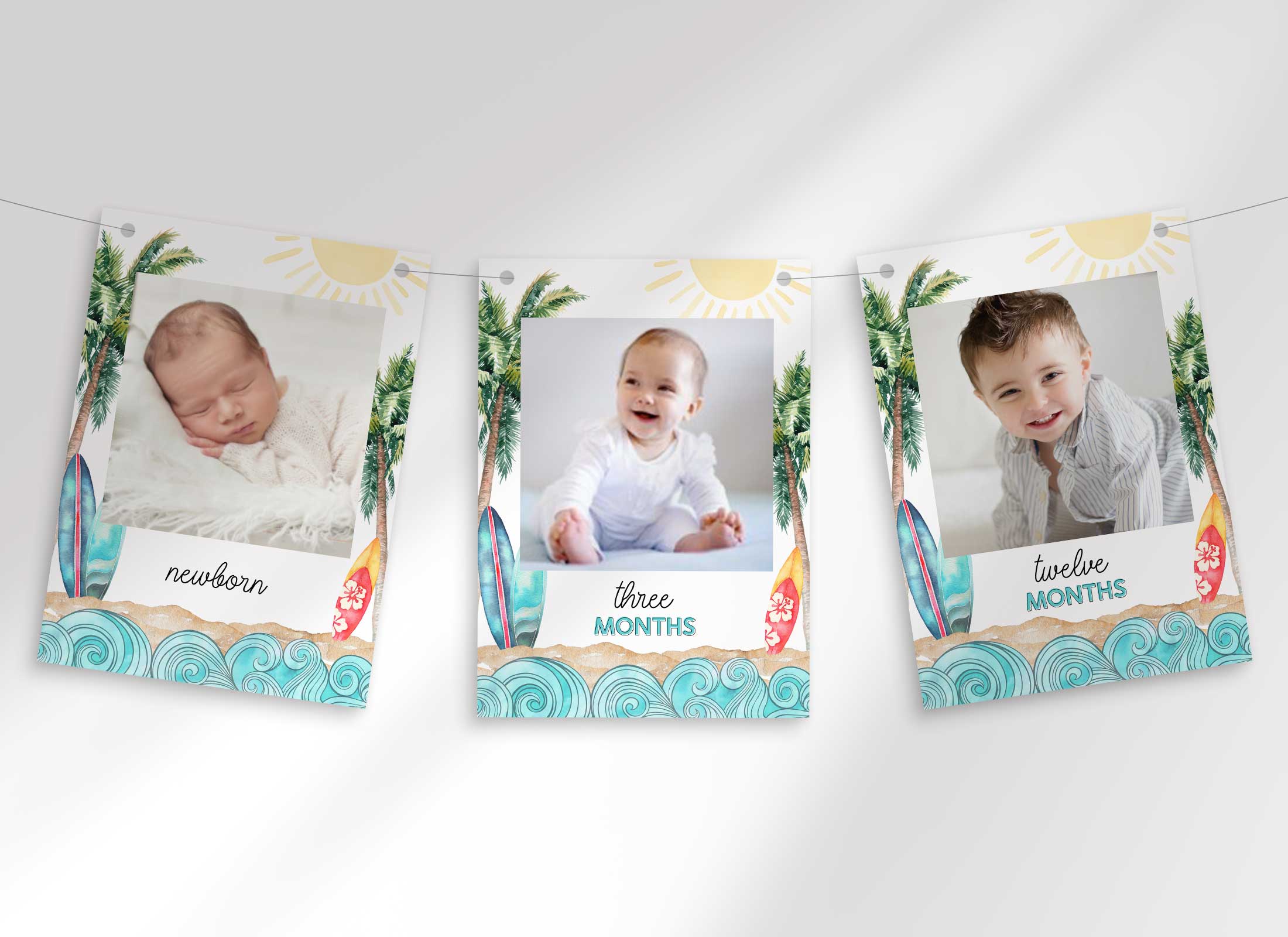 Surf's Up Birthday - Monthly Photo Banner design preview