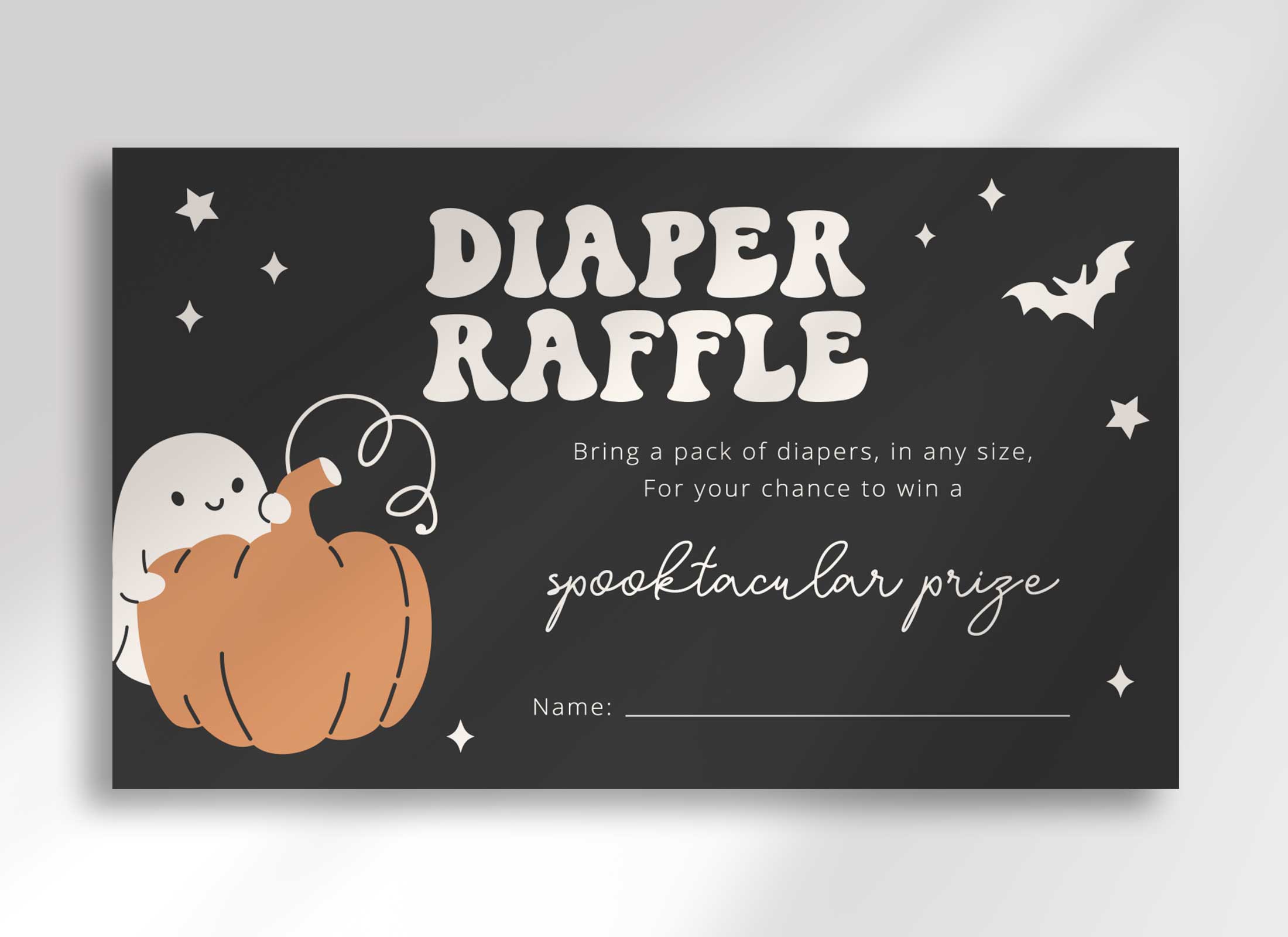 Happy Ghosts - Baby Shower - Dark Gray - Diaper Raffle Ticket design preview