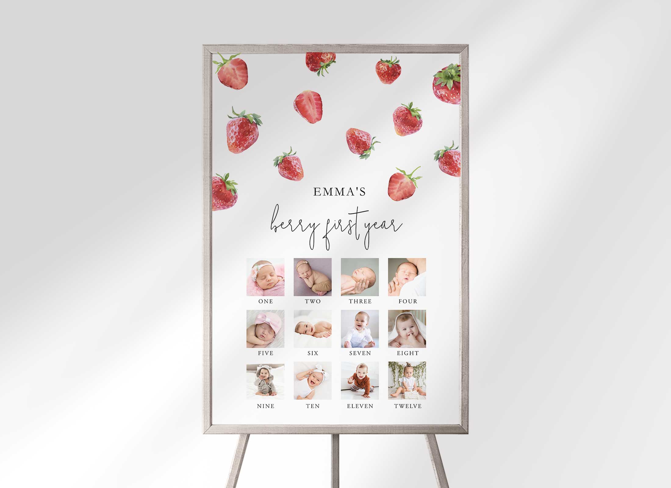 Red Strawberry - Birthday - Milestone Photo Chart design preview