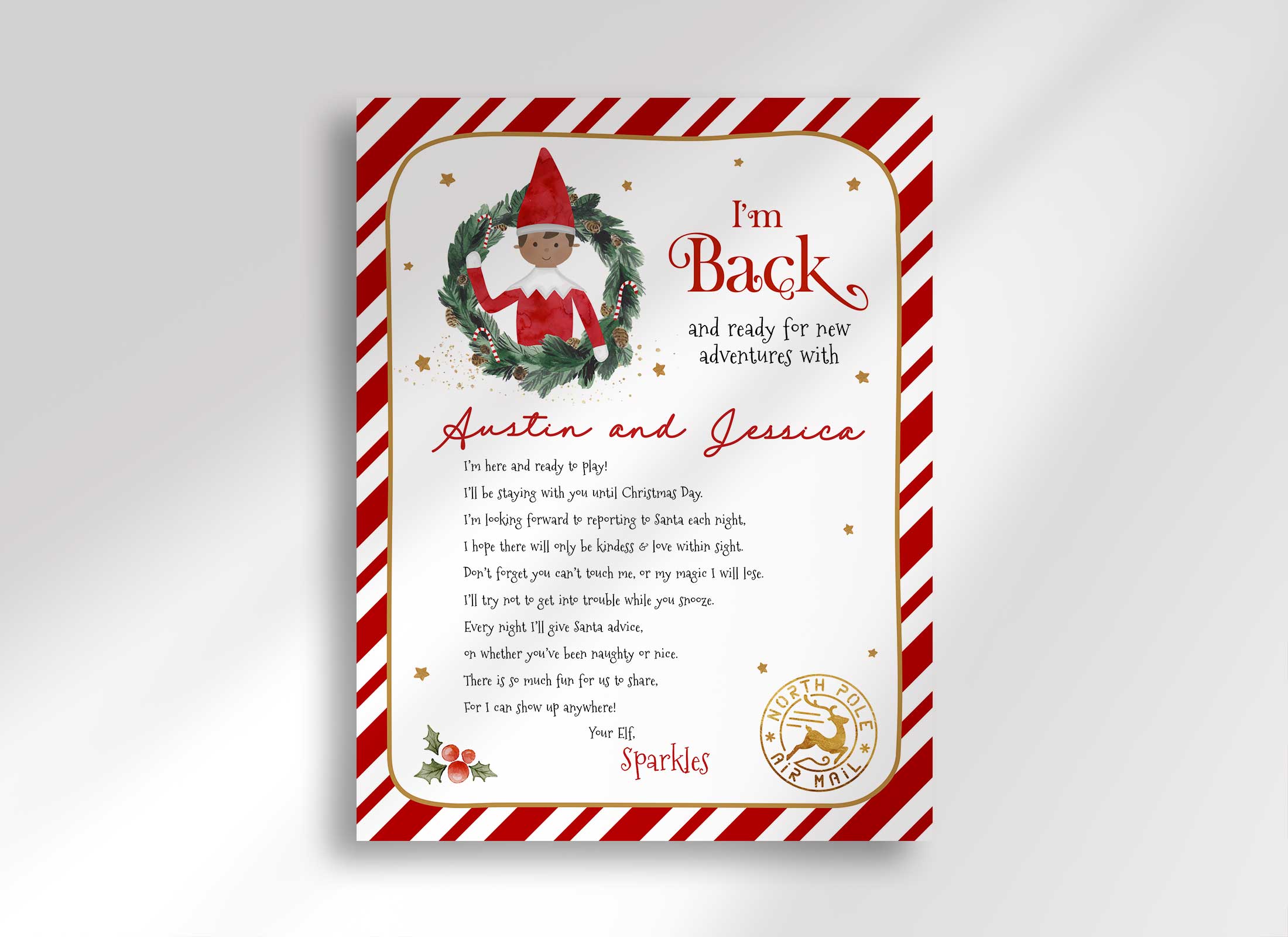 Christmas Letter - Elf I'm Back - 8.5x11 design preview