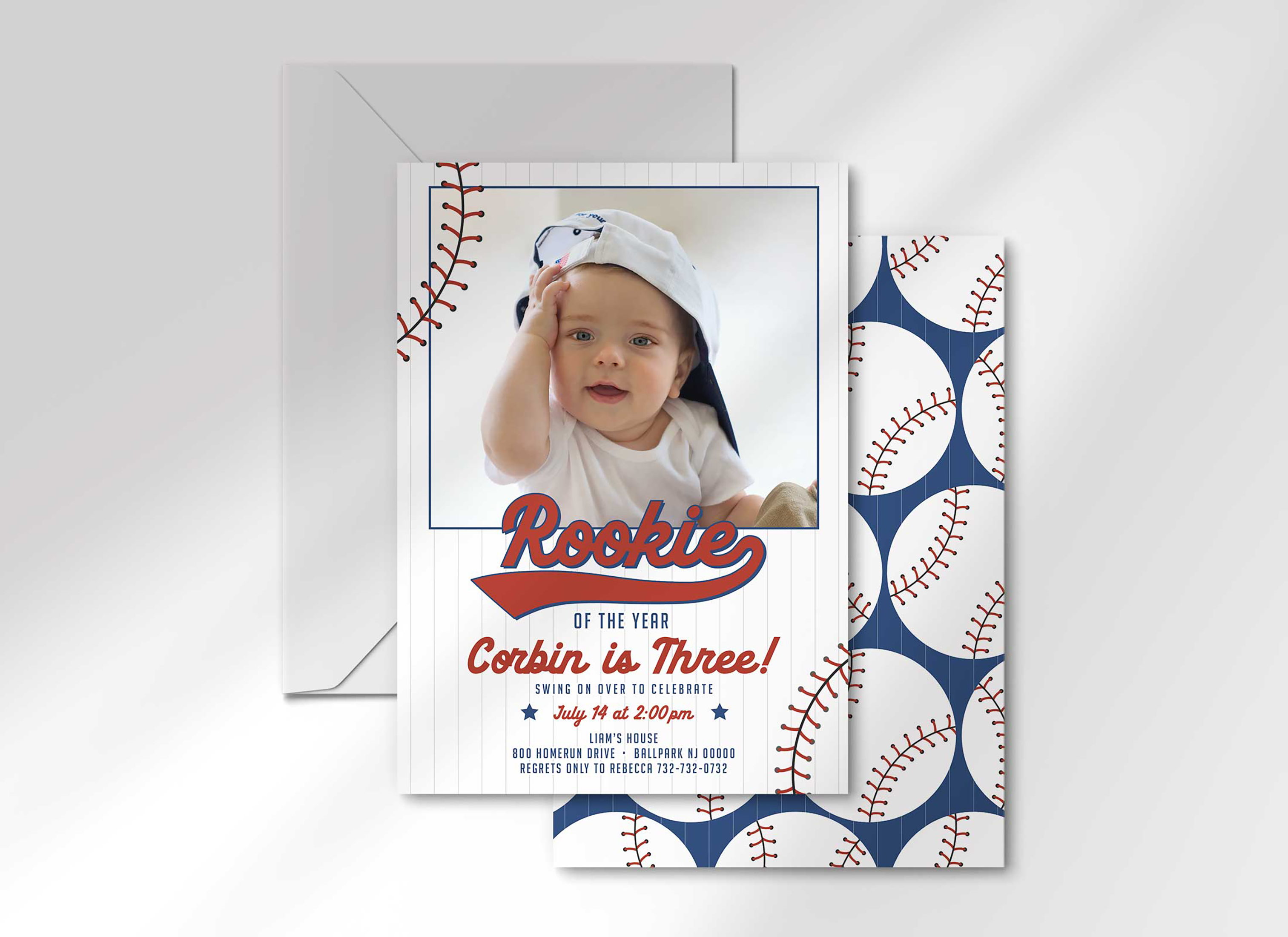 Baseball Birthday - Rookie of the Year - Photo Invitation design preview
