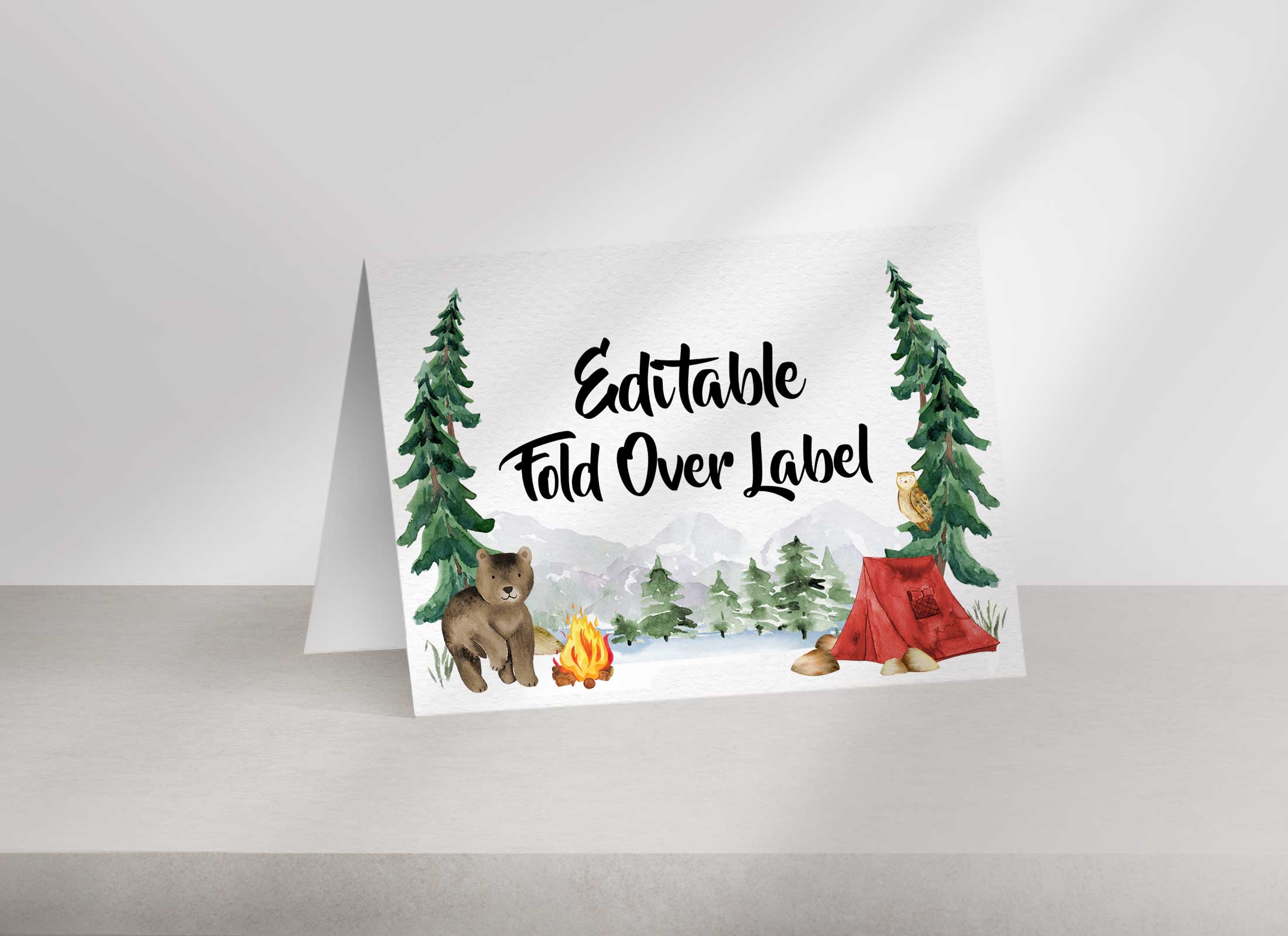 Camping Birthday - Table Tents design preview