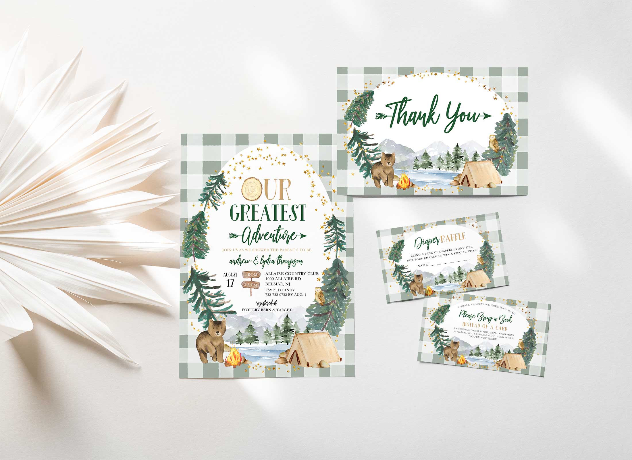 Baby Shower - Explorer - Our Greatest Adventure - Bundle - Plaid design preview