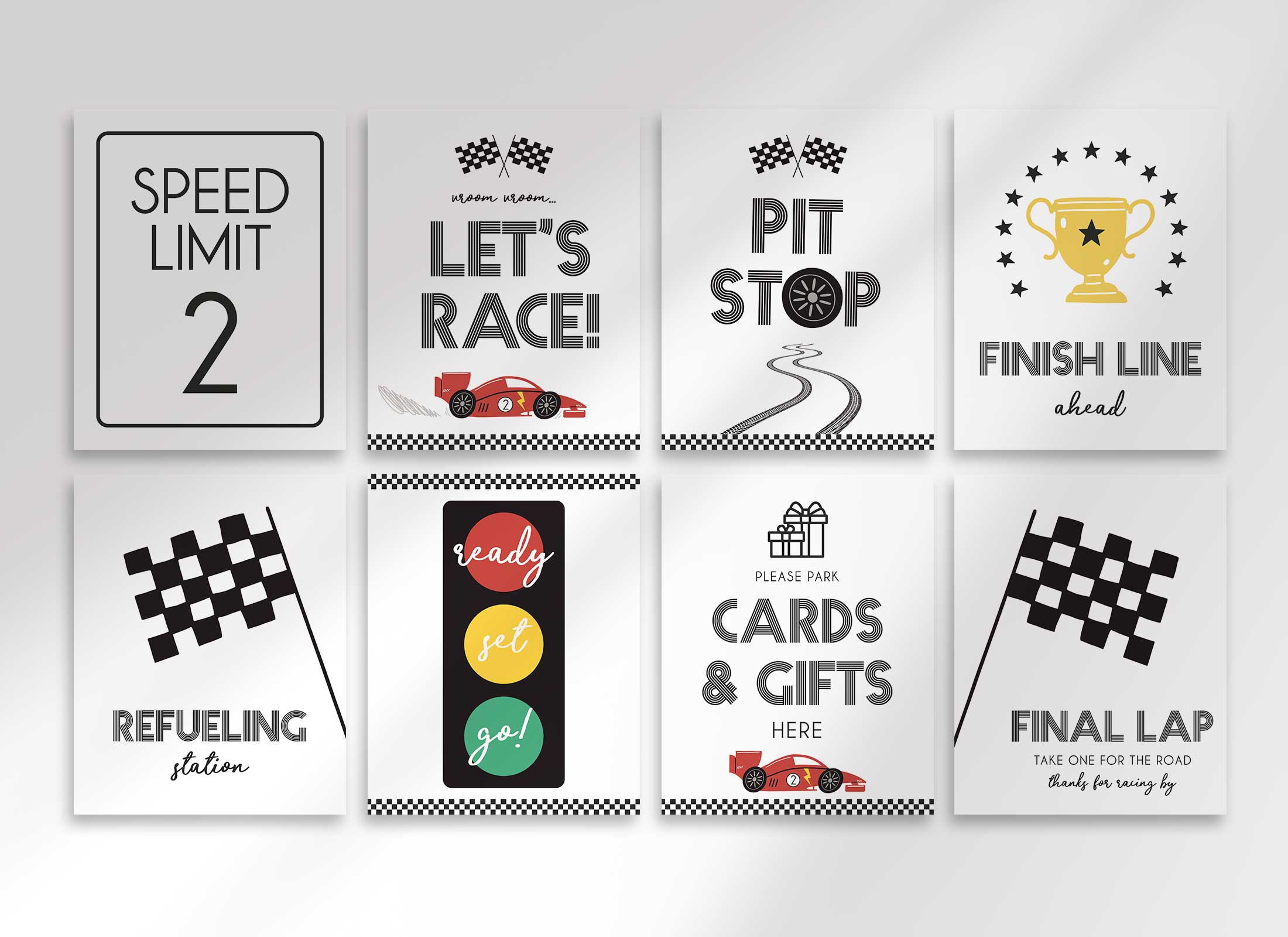 Racer Birthday - 8x10 - Sign Package design preview