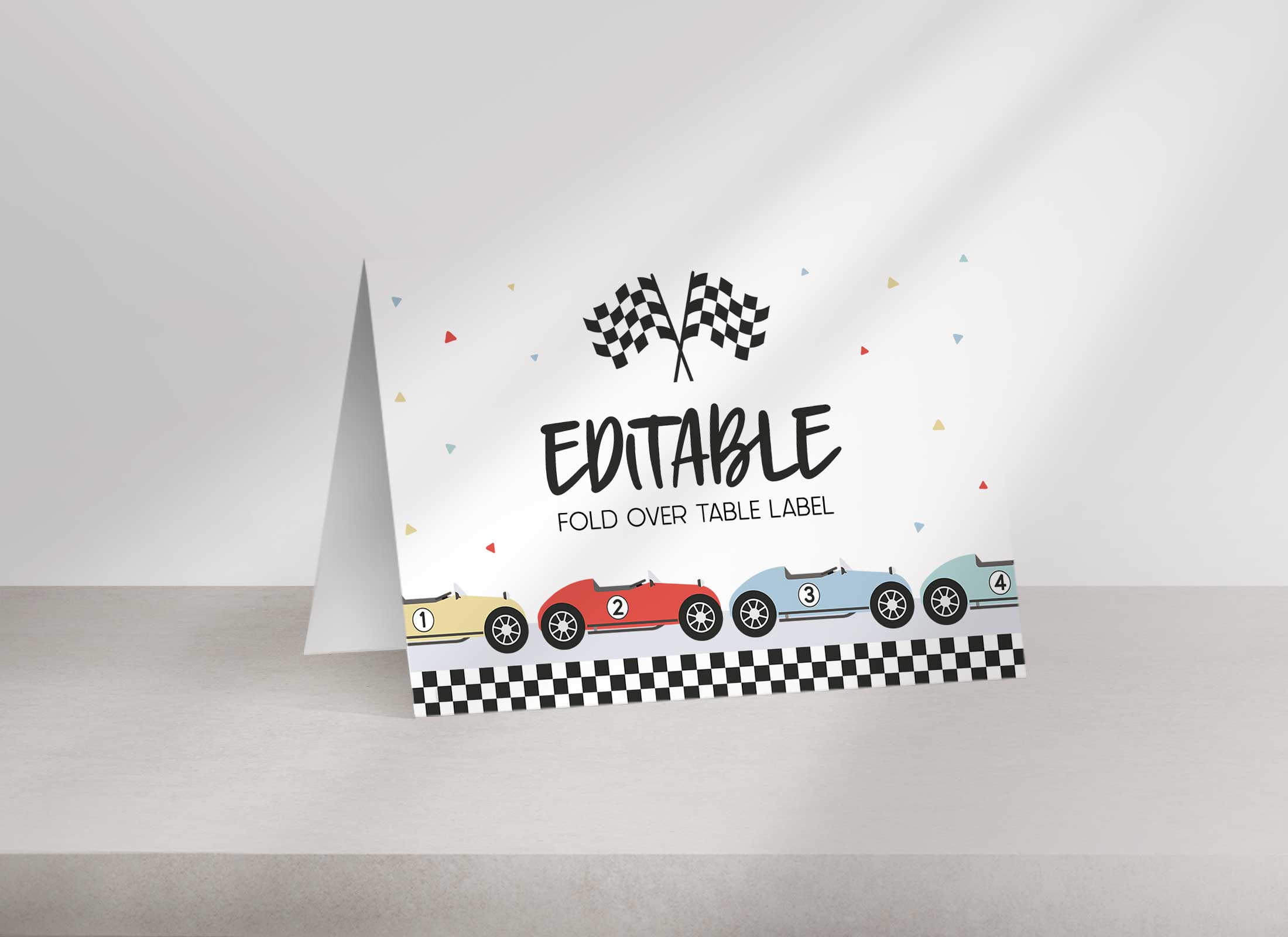 Race Car Birthday - Multi Color - Fold Over Labels design preview