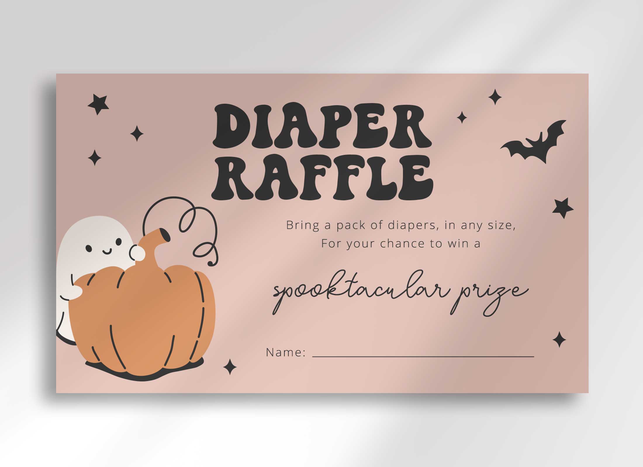 Happy Ghosts - Baby Shower - Pink - Diaper Raffle Ticket design preview