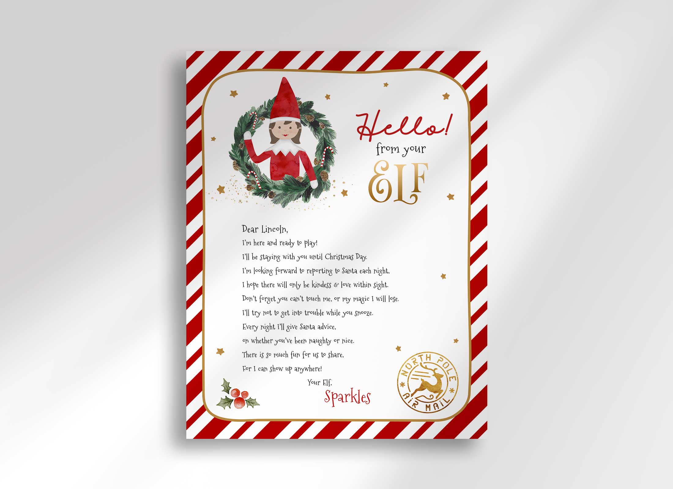 Christmas Letter - Welcome From Your Elf II - 8.5x11 design preview