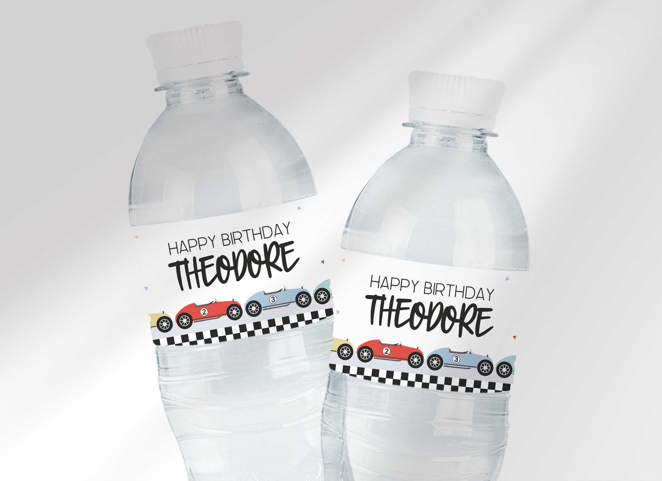 Race Car Birthday - Water Bottle Labels design preview