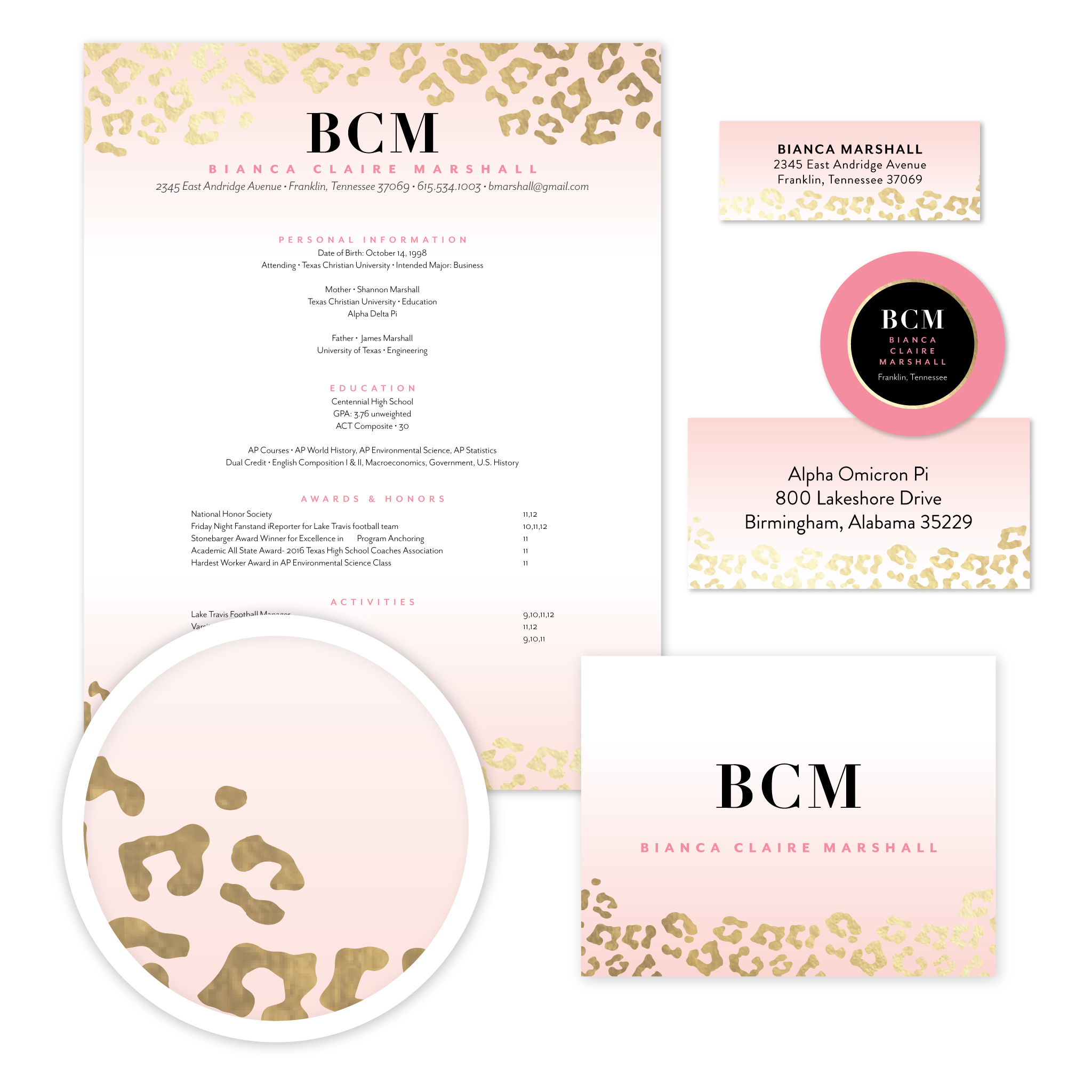 Golden Leopard Sorority Packet- Digital design preview