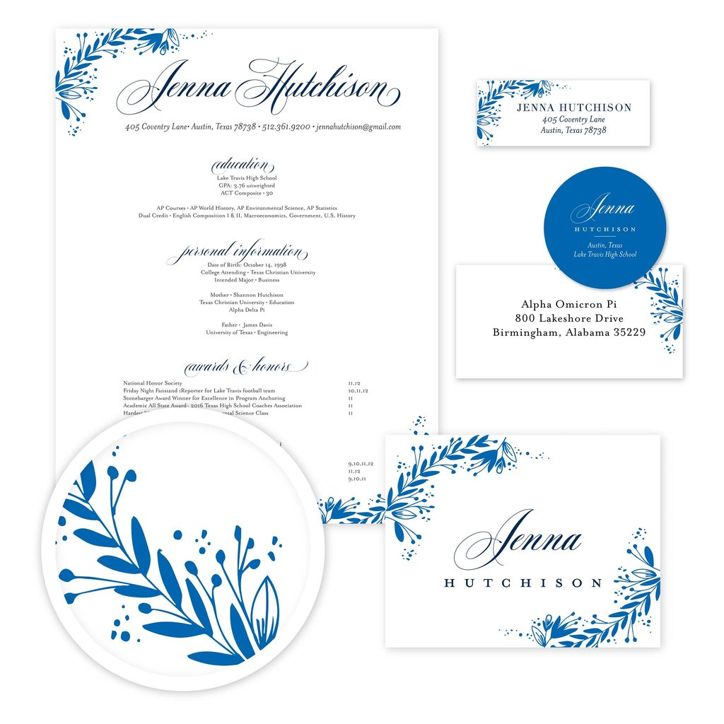 Garden Branches Sorority Packet- Digital design preview