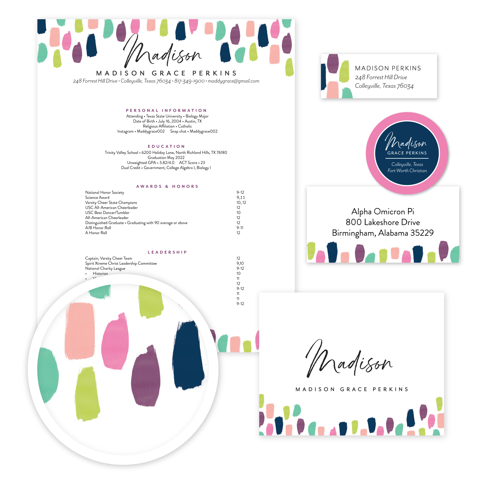 Paint Strokes Sorority Packet- Digital design preview