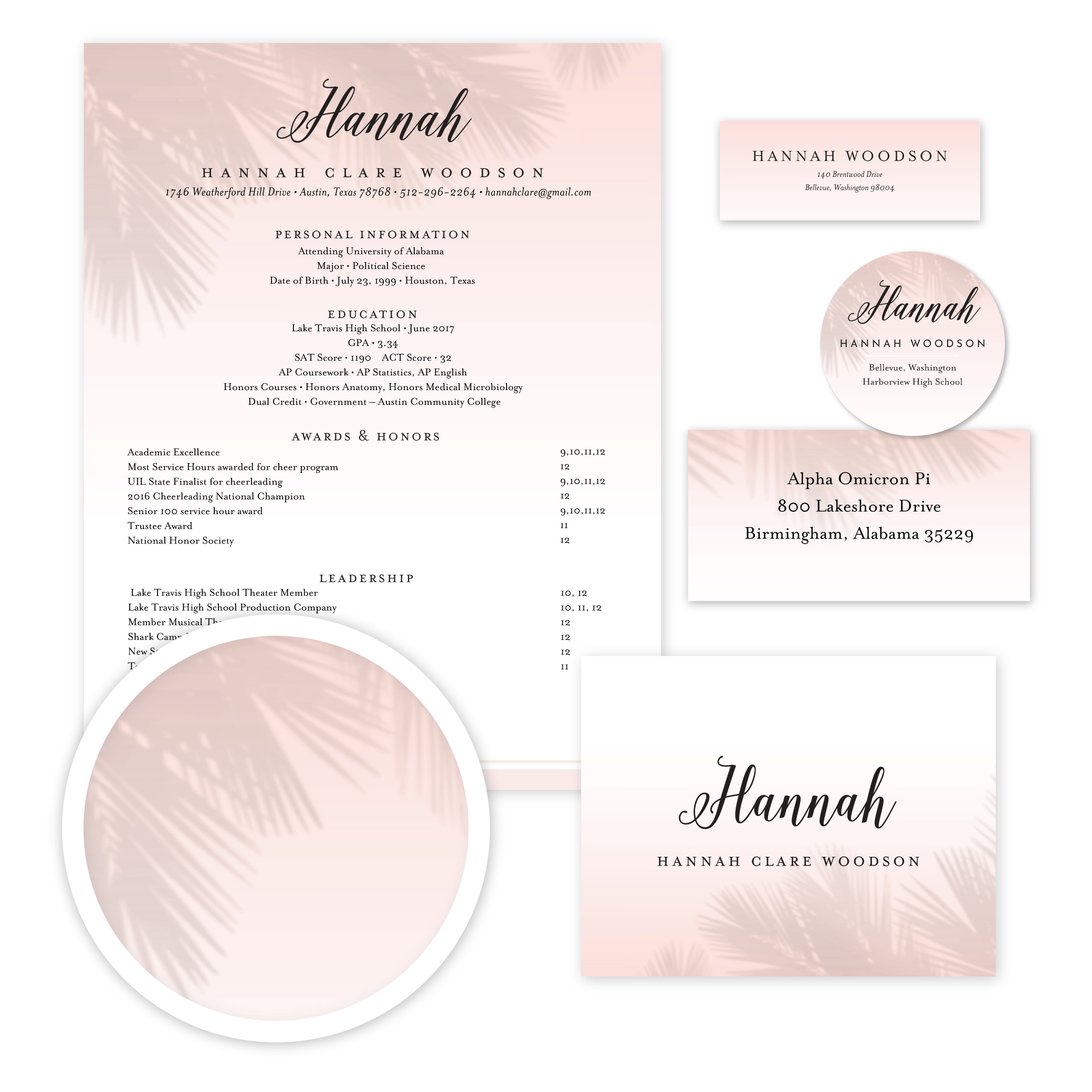 Palm Shadows Sorority Packet- Digital design preview