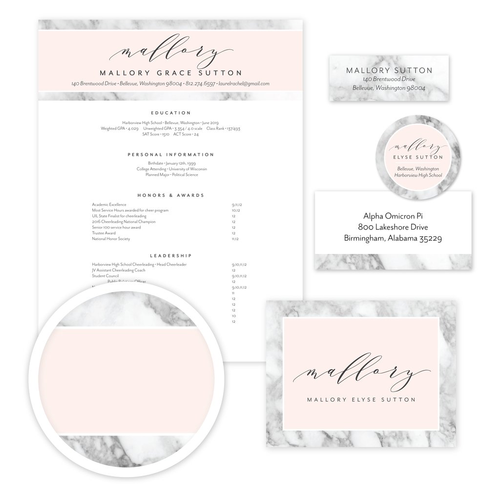 Marble Blush Sorority Packet- Digital design preview