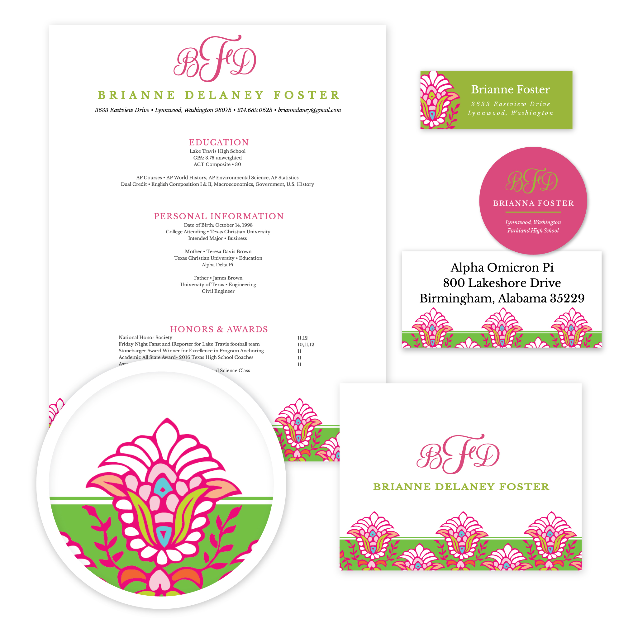Bright Garden Sorority Packet- Digital design preview