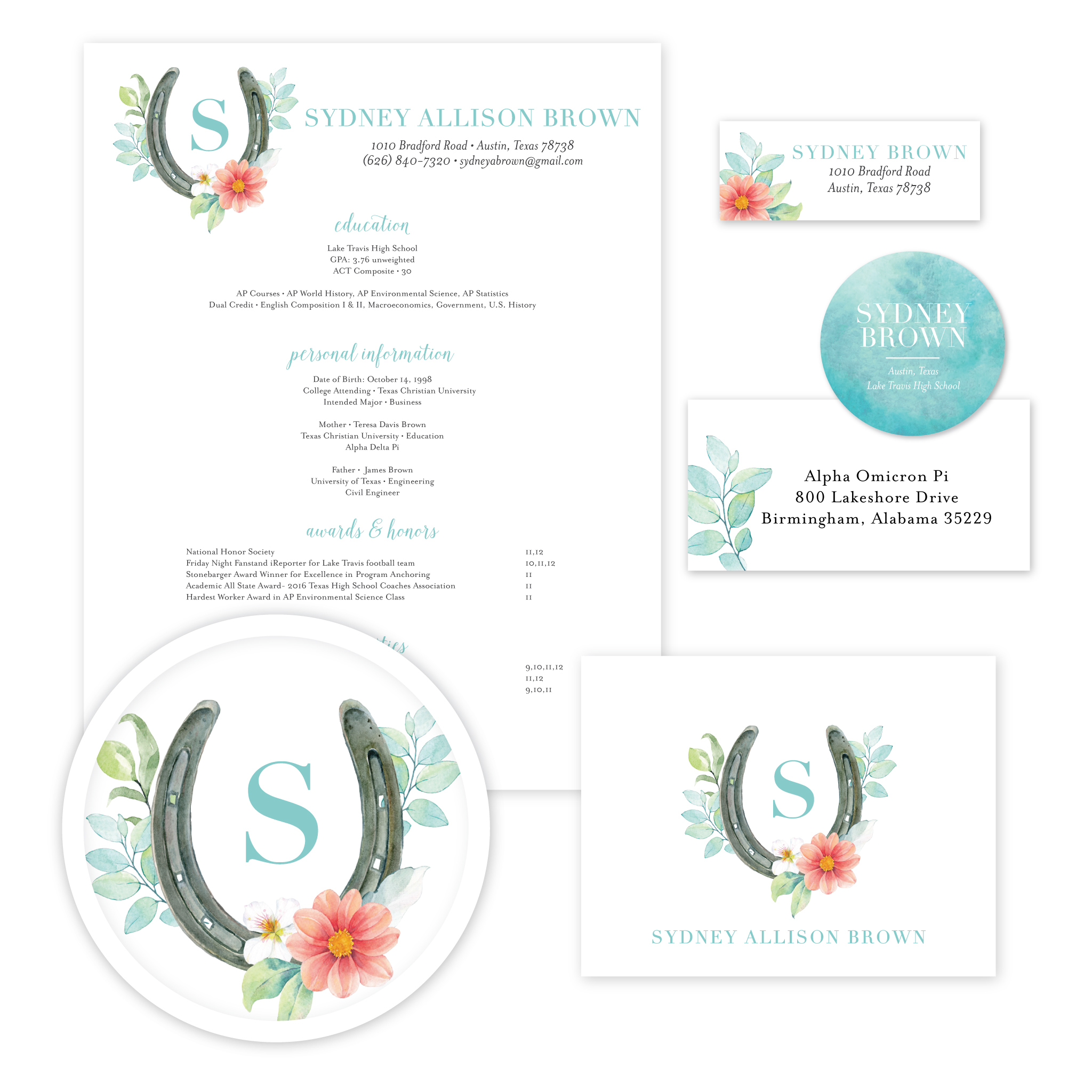 Sweet Horseshoe Sorority Packet- Digital design preview