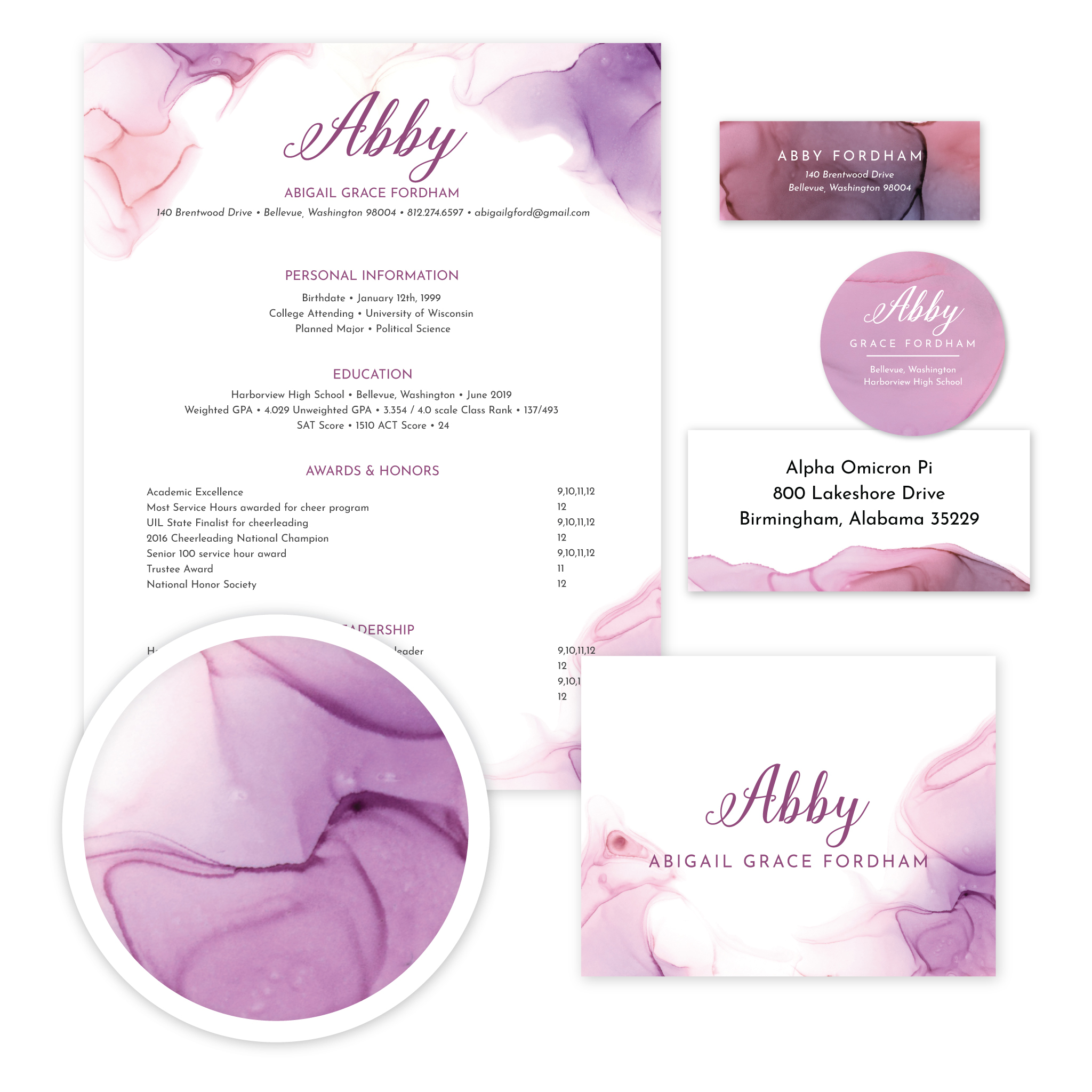 Lilac Wash Sorority Packet- Digital design preview