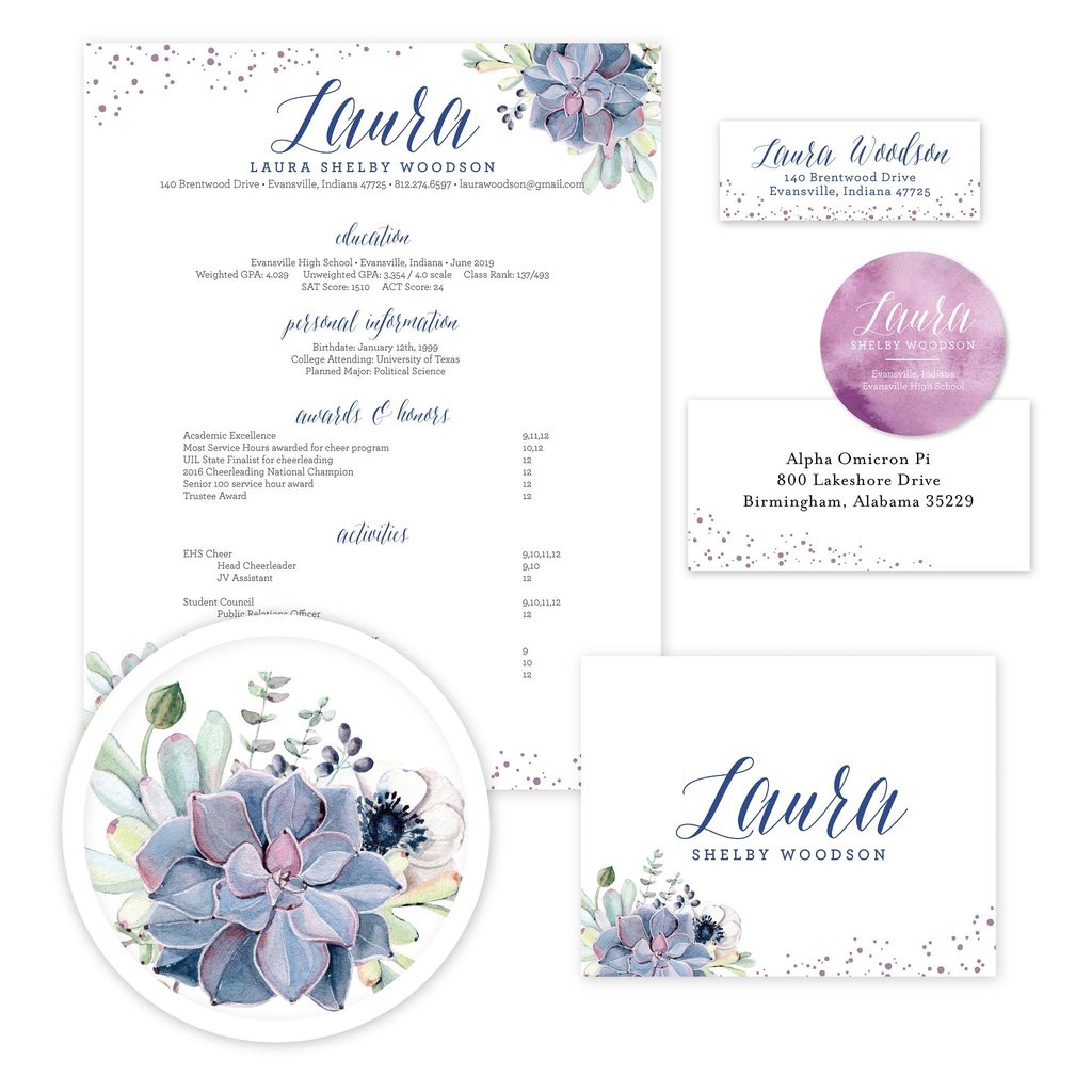 Succulent Garden Sorority Packet- Digital design preview