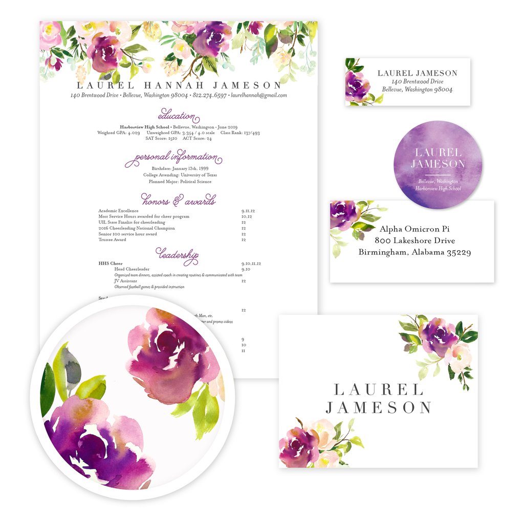 Graceful Bouquet Sorority Packet- Digital design preview