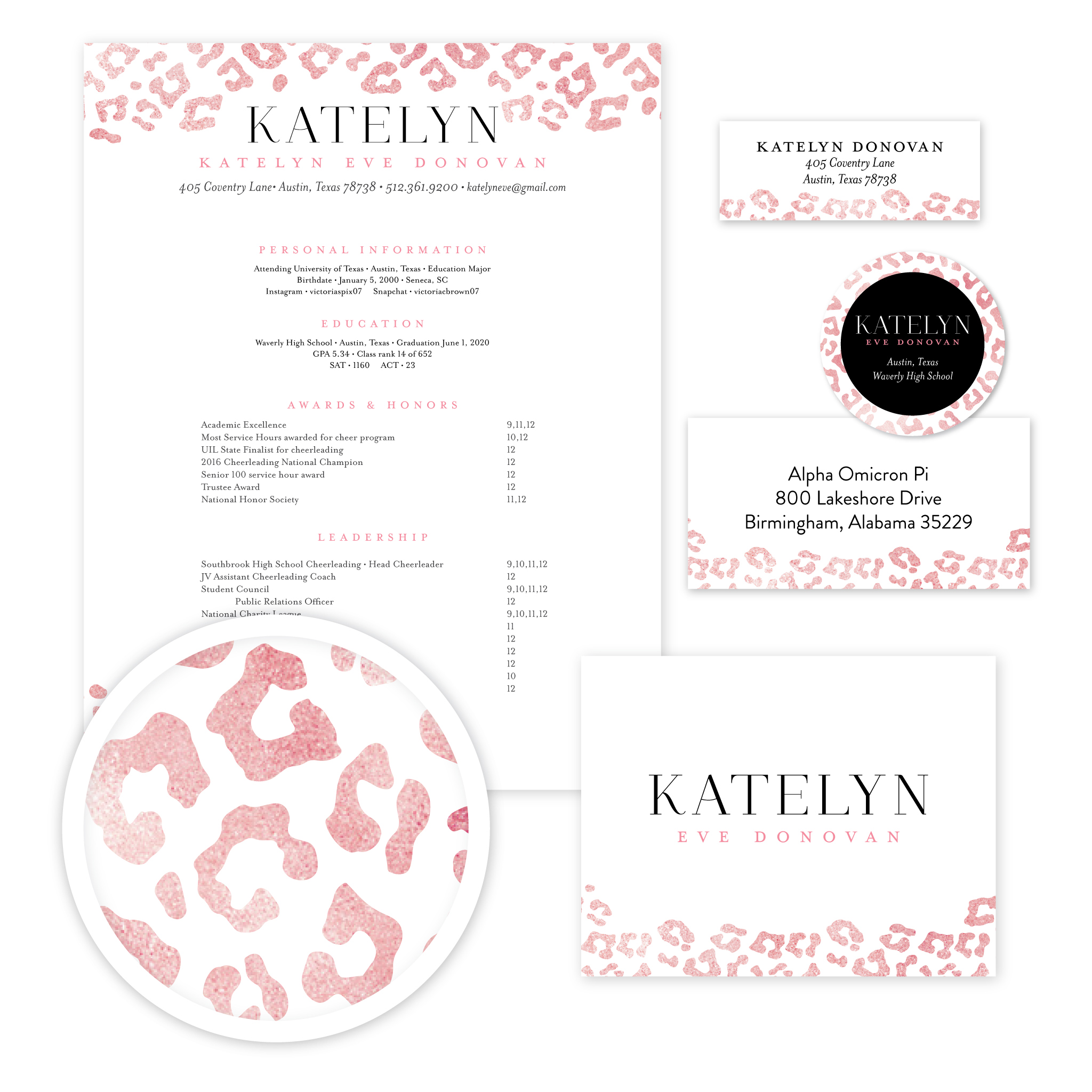 Cheetah Glimmer Sorority Packet- Digital design preview