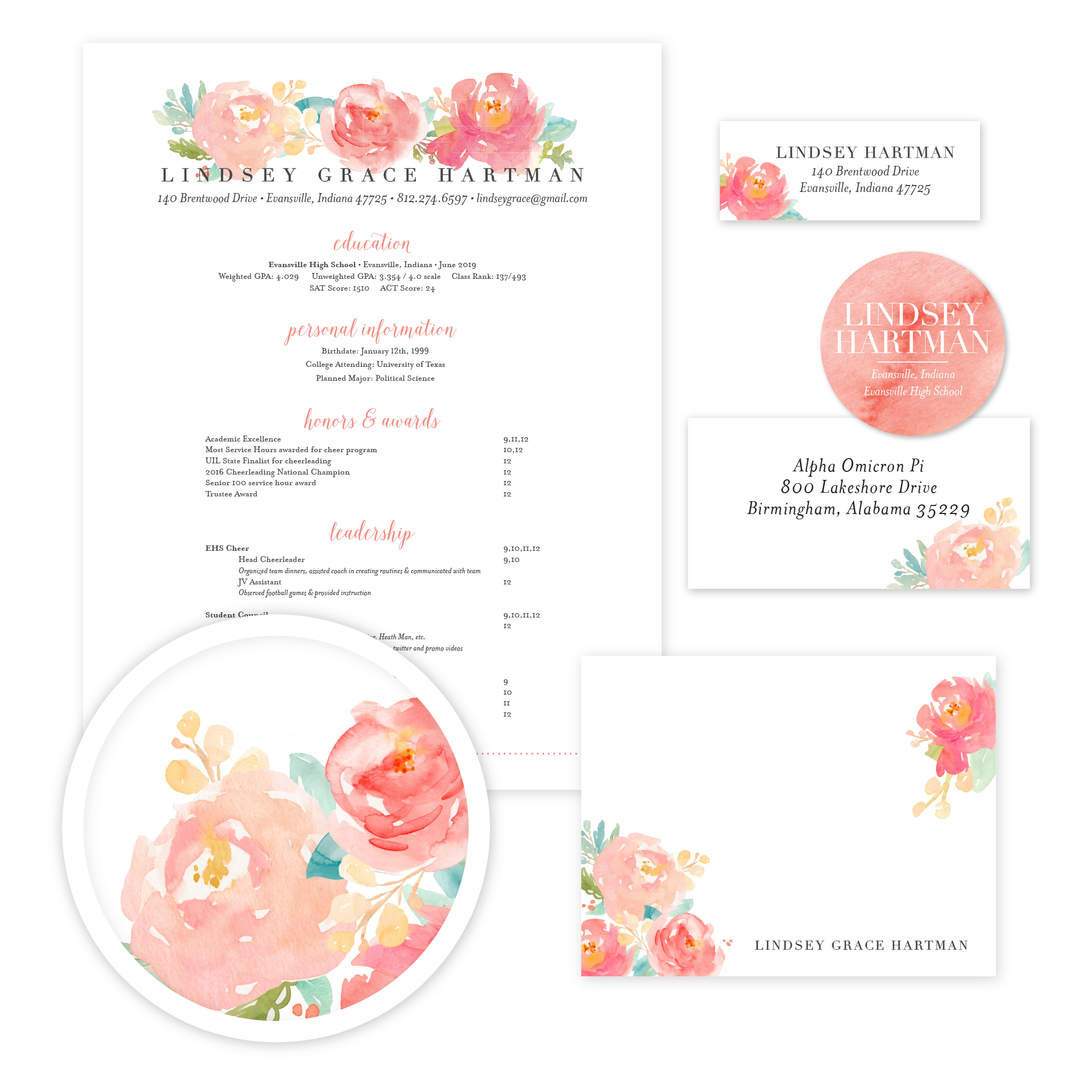 Peony Garden Sorority Packet- Digital design preview