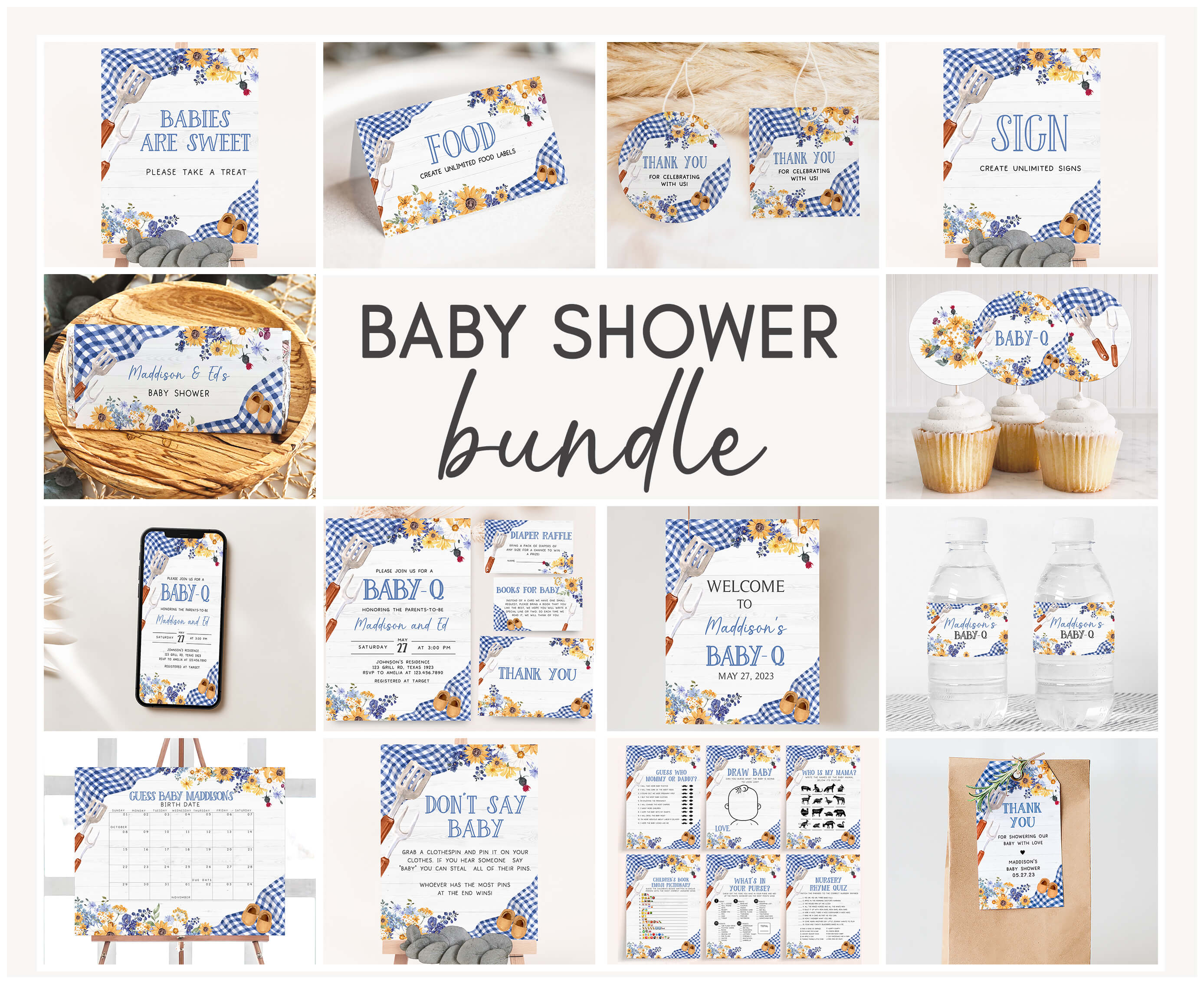 304 Navy Blue Barbeque Baby Shower Mega Bundle design preview