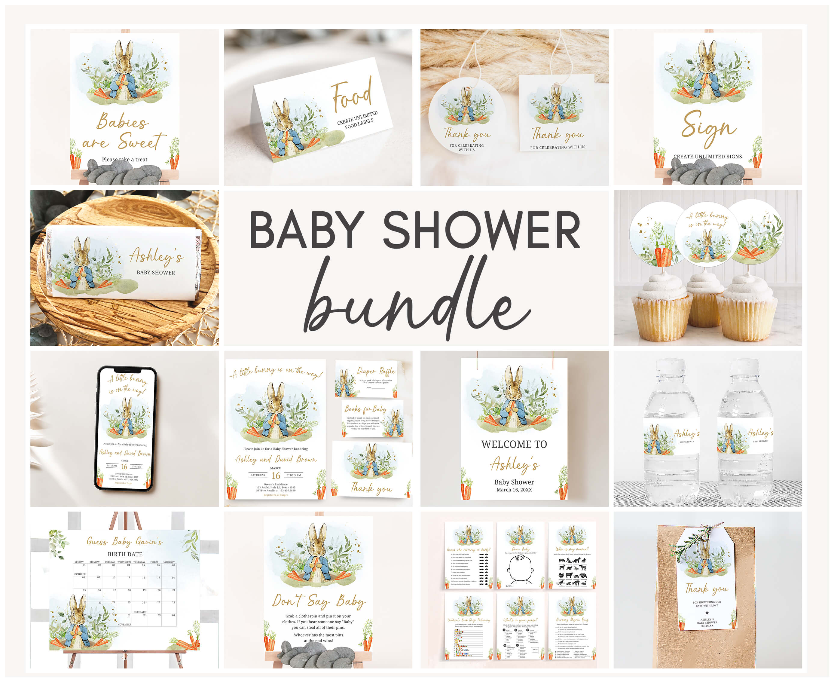 625 Blue Peter Rabbit Baby Shower Mega Bundle design preview