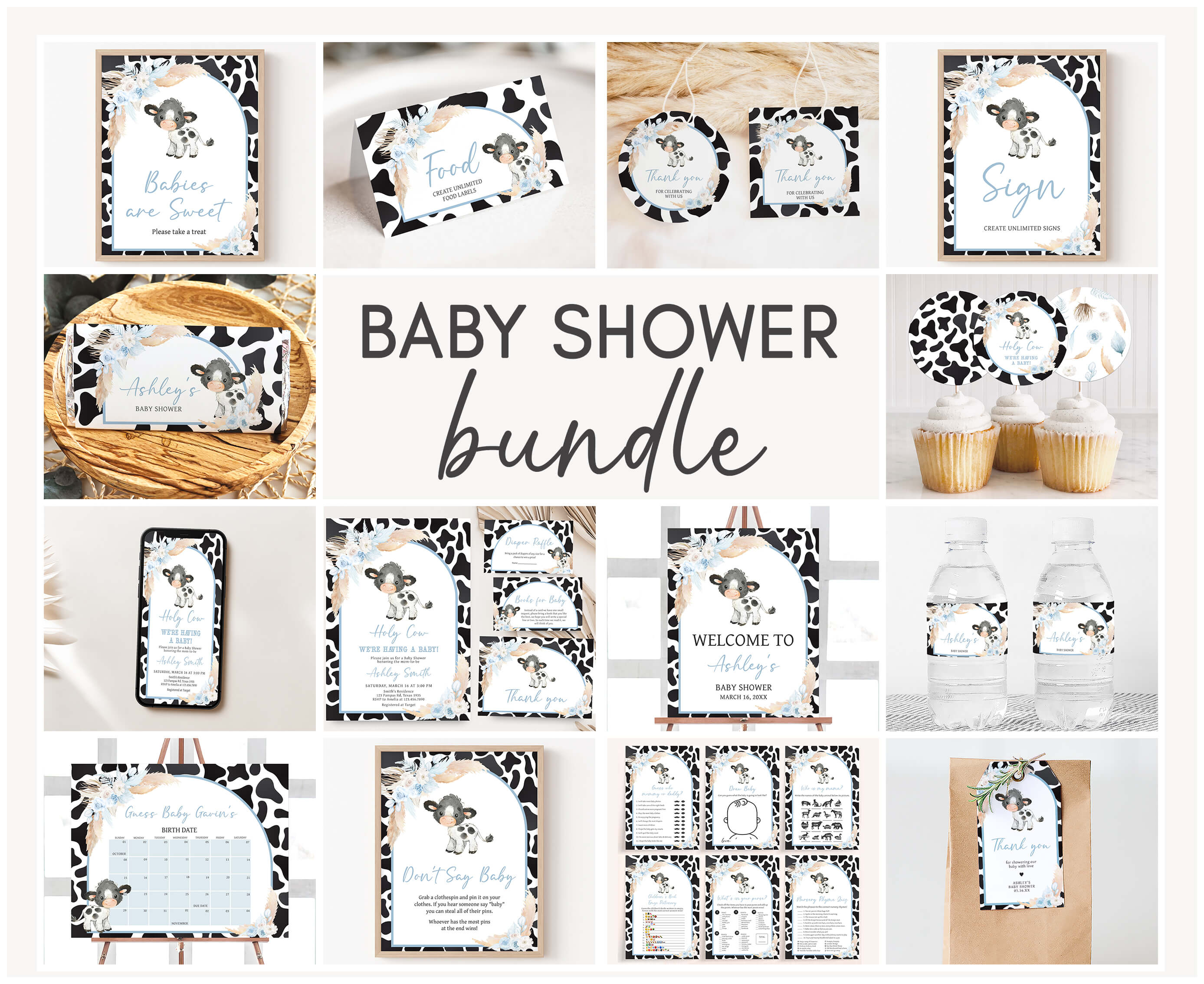 663 Boy Holy Cow Baby Shower Mega Bundle design preview