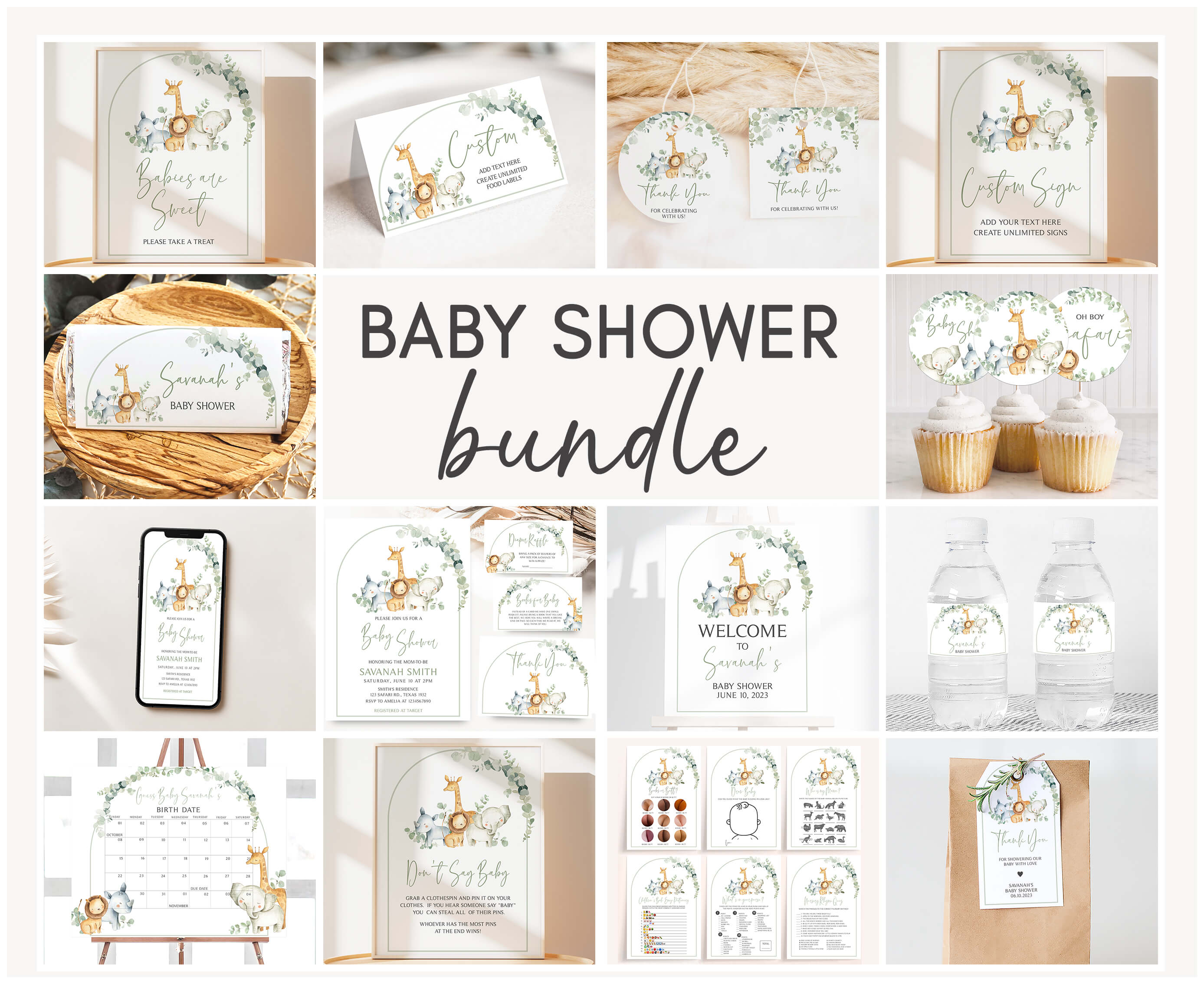 282 Safari Baby Shower Mega Bundle design preview