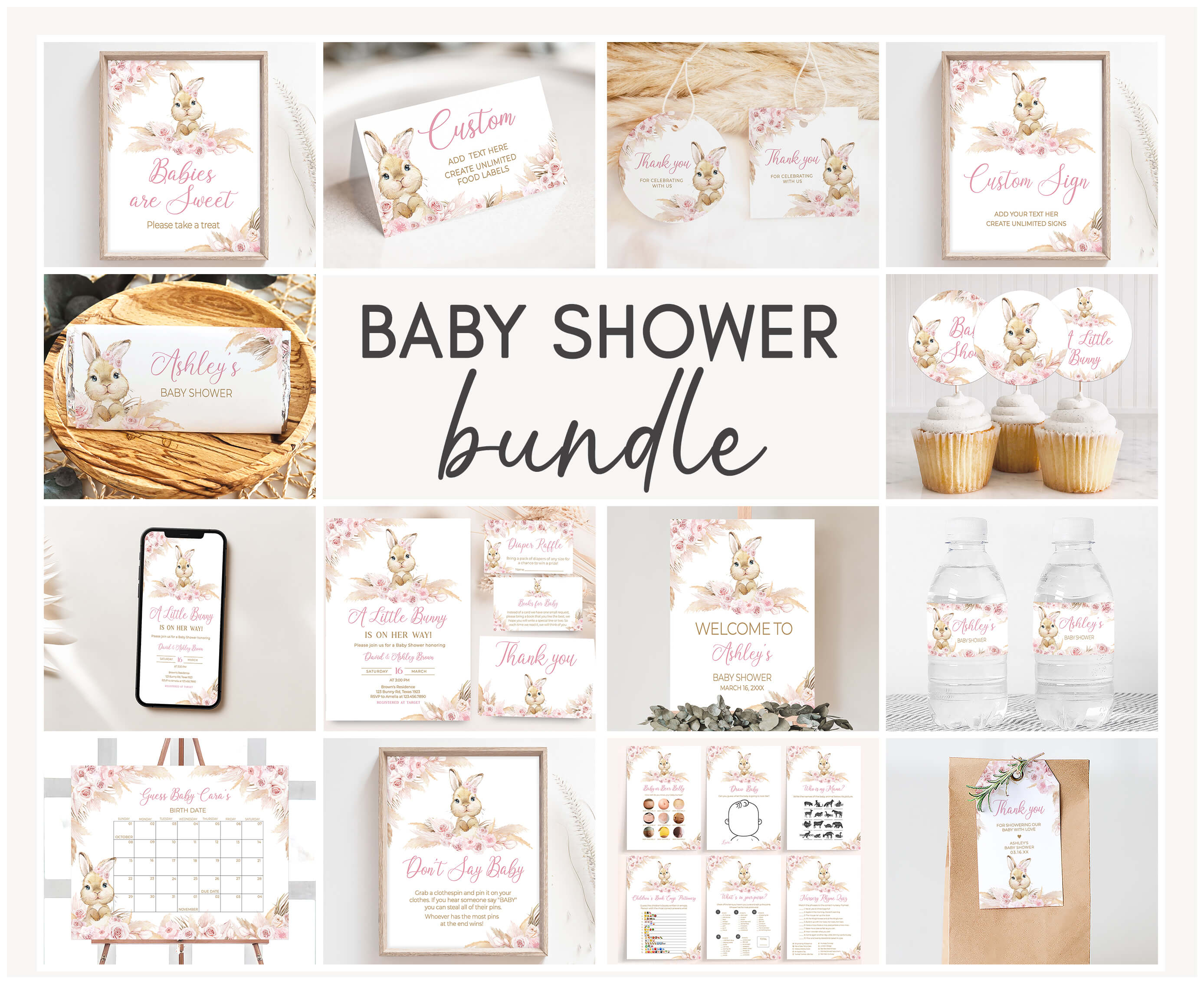 609 Boho Bunny Baby Shower Mega Bundle design preview