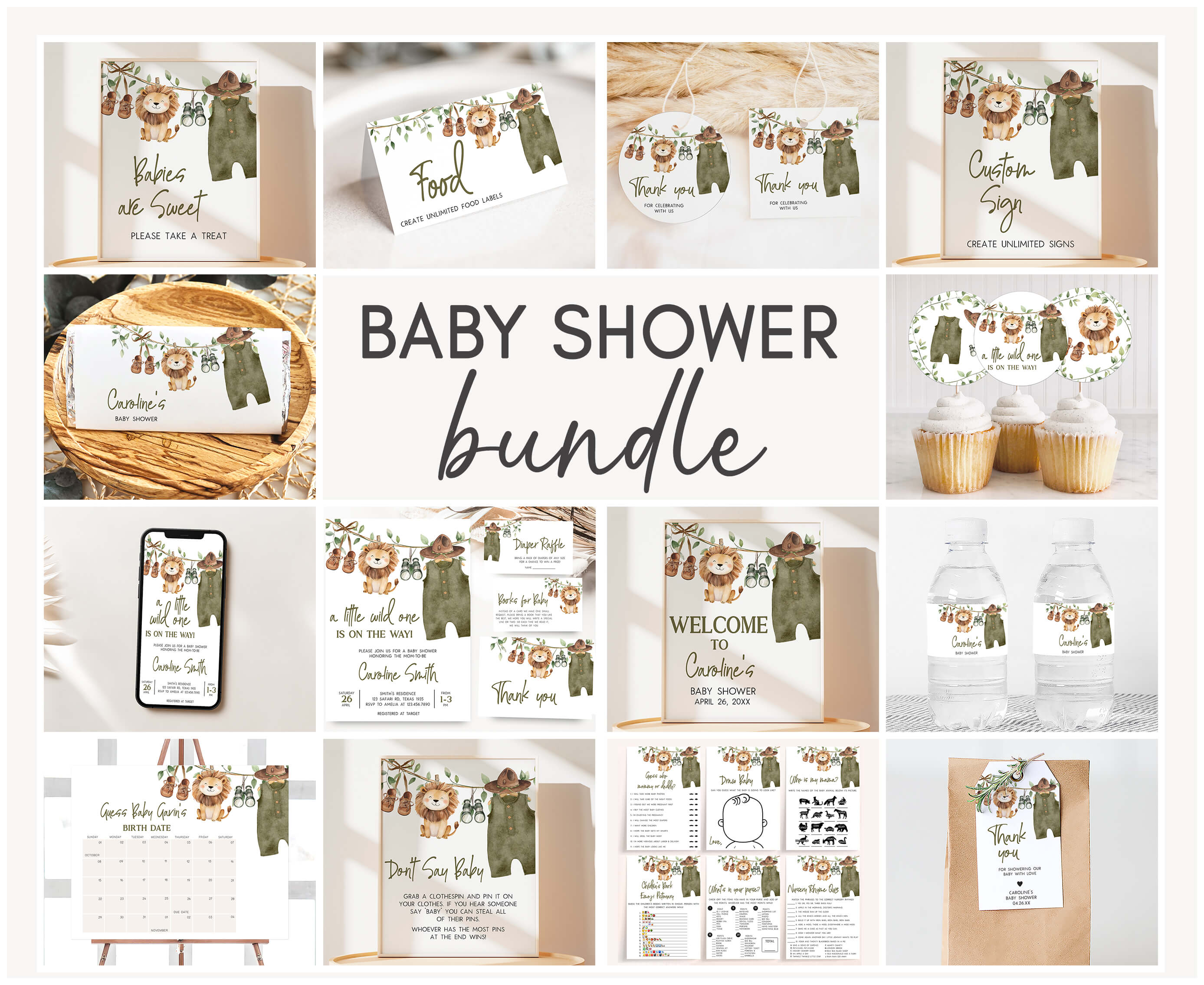 1059 Safari Clothes Baby Shower Mega Bundle design preview
