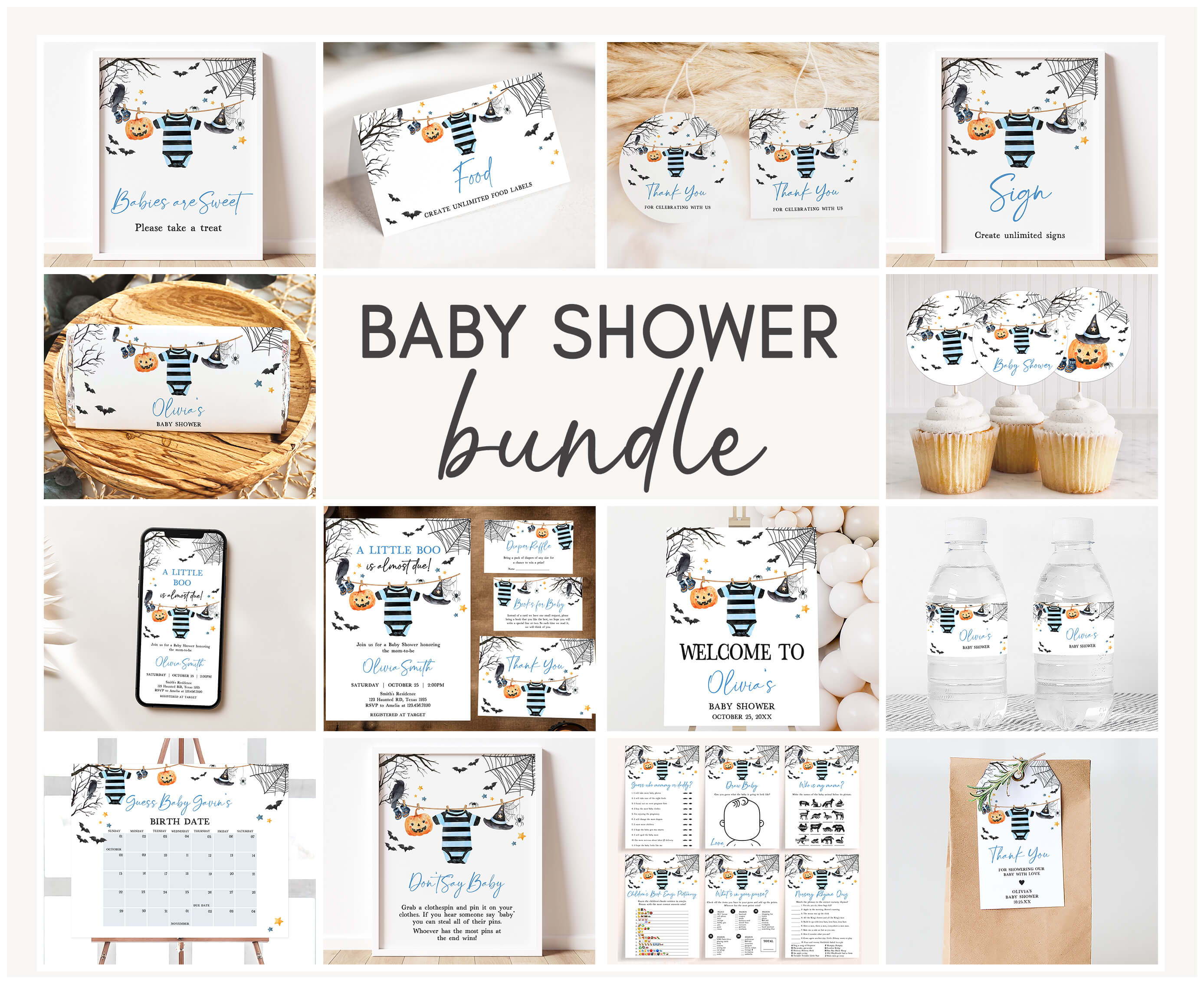 1127 Boy A Little Boo is Almost Due Baby Shower Mega Bundle design preview