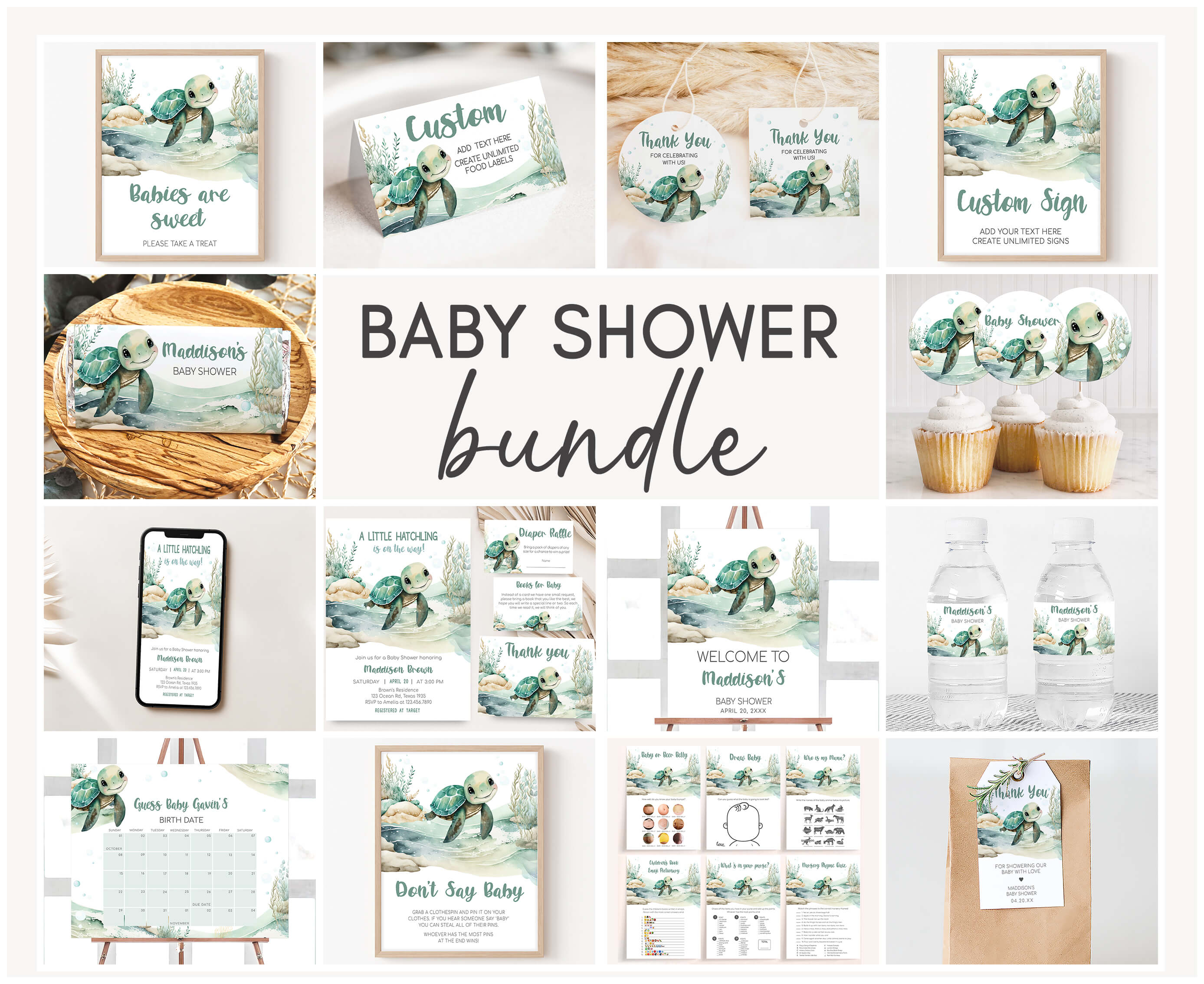 712 Sea Turtle Baby Shower Mega Bundle design preview