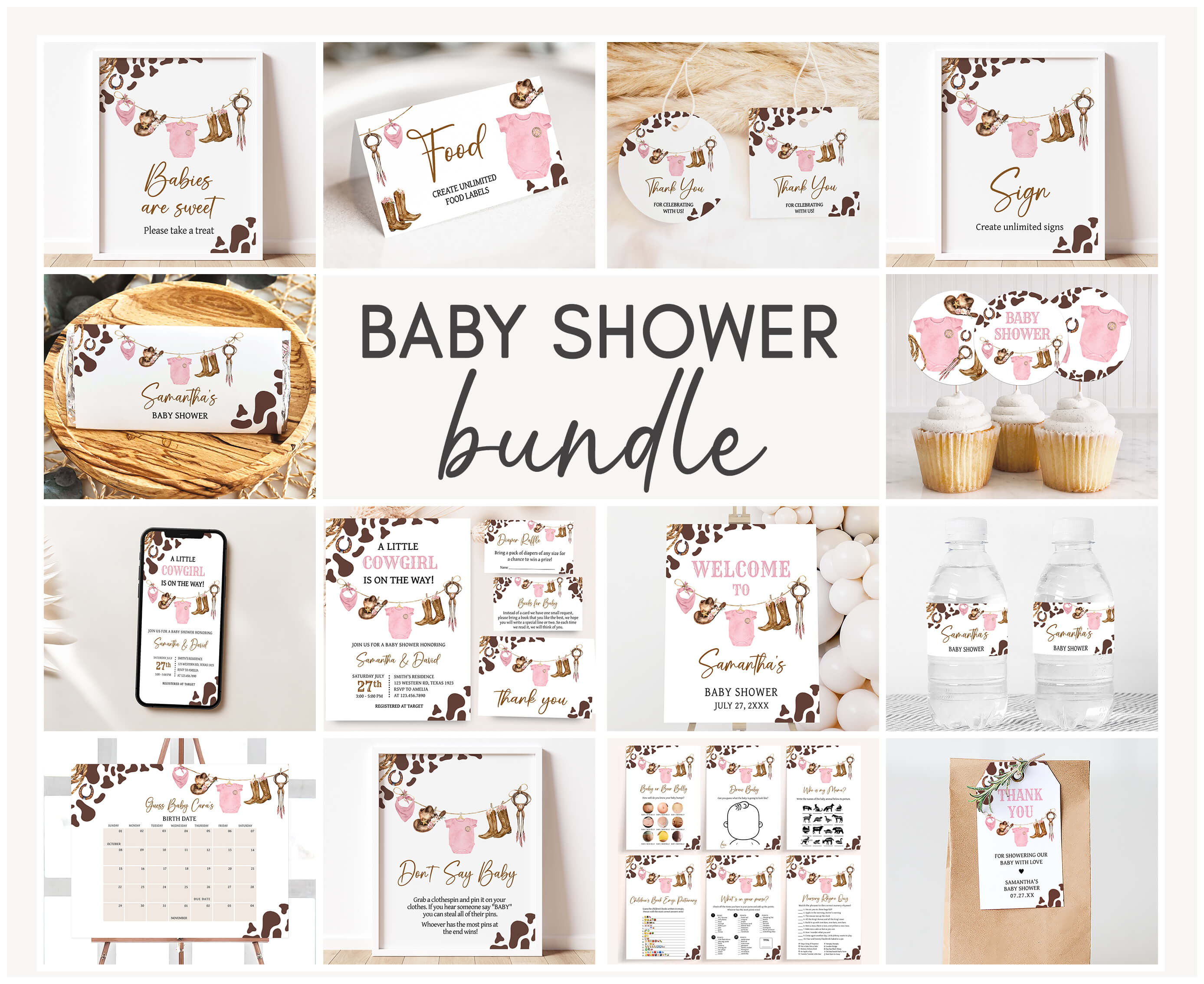 727 A Little Cowgirl Baby Shower Mega Bundle design preview