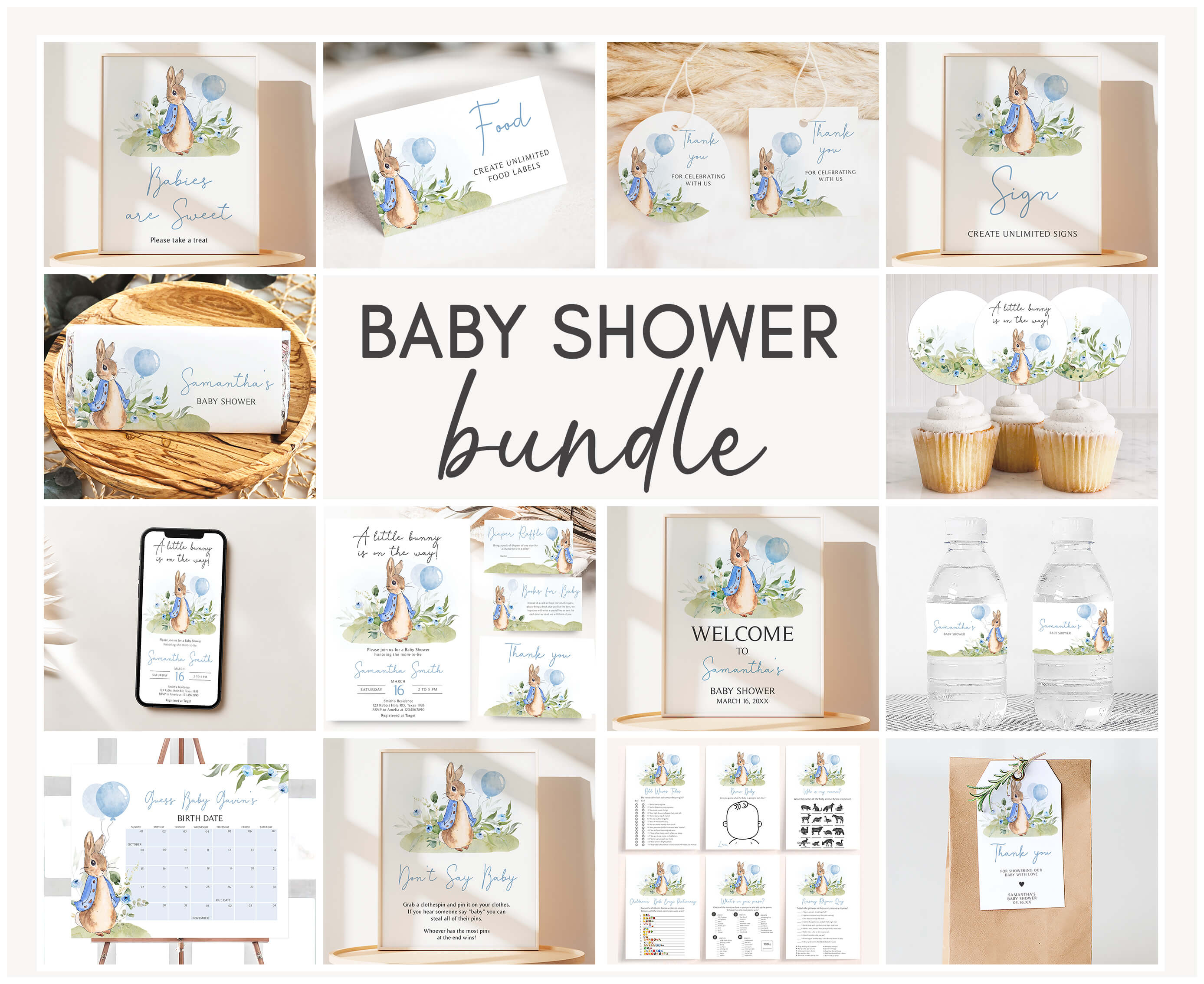 664 Blue Peter Rabbit Baby Shower Mega Bundle design preview