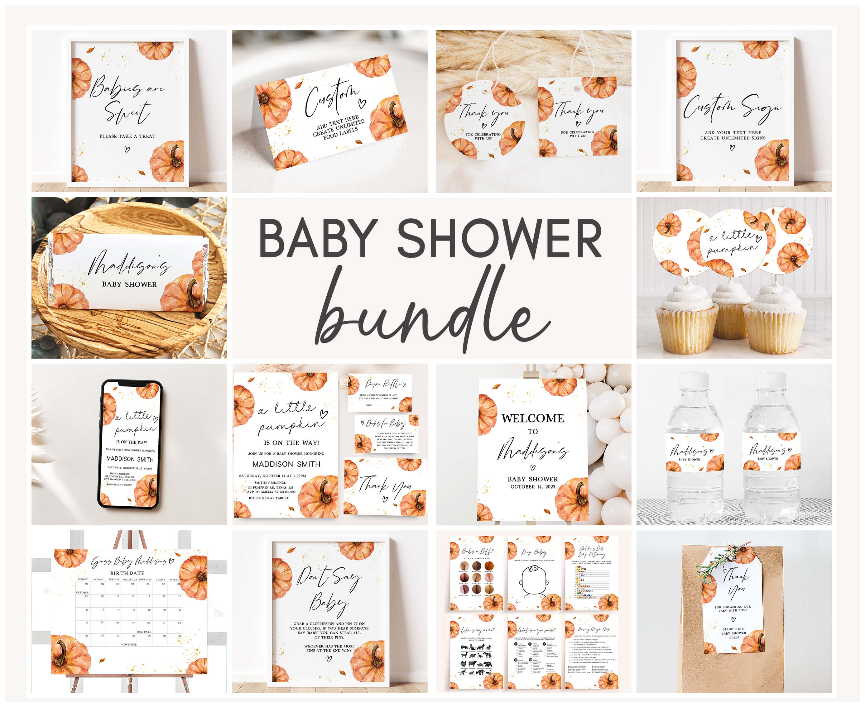 427 Minimalist Pumpkin Baby Shower Mega Bundle design preview