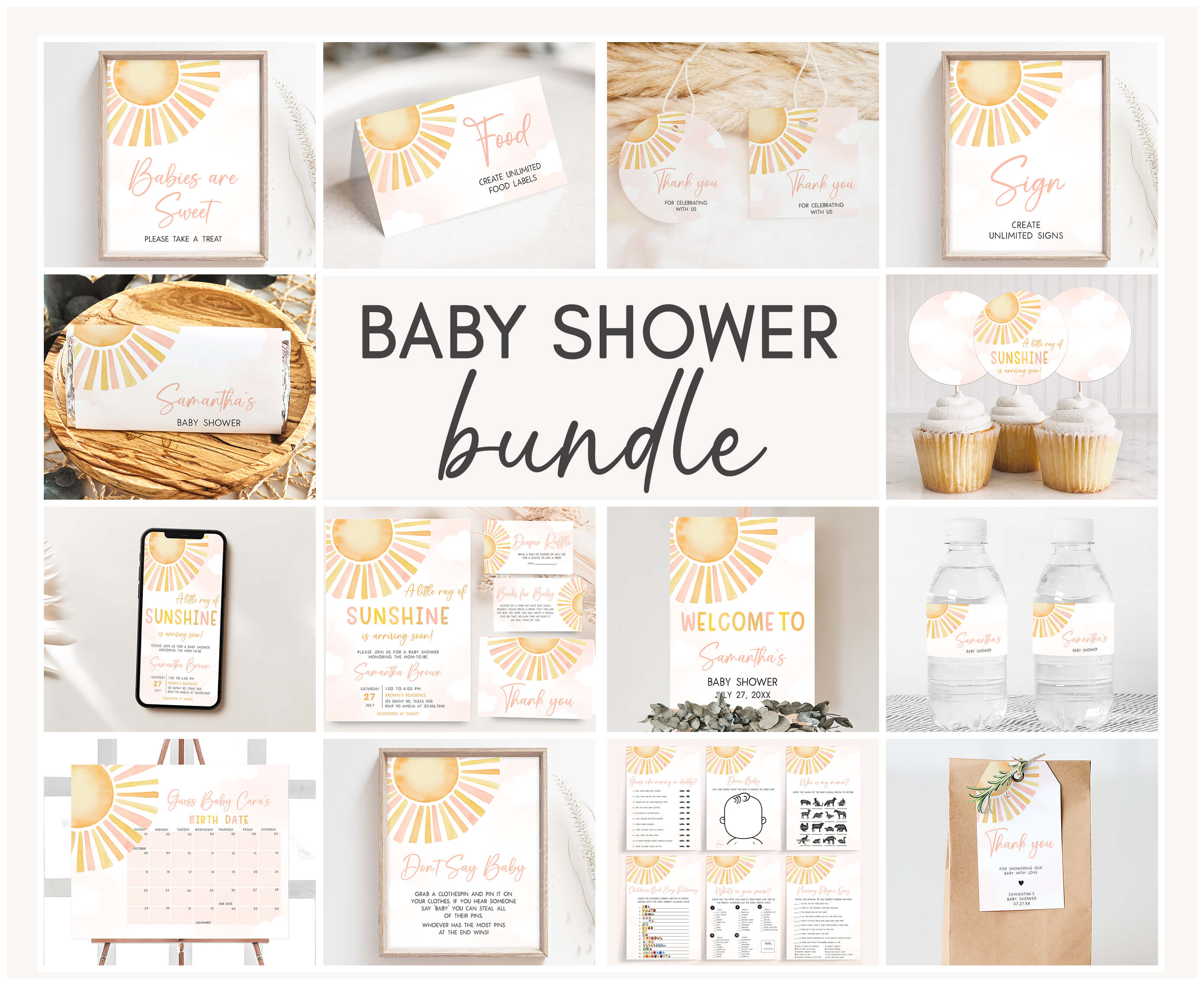753 Girl A Little Ray of Sunshine Baby Shower Mega Bundle design preview