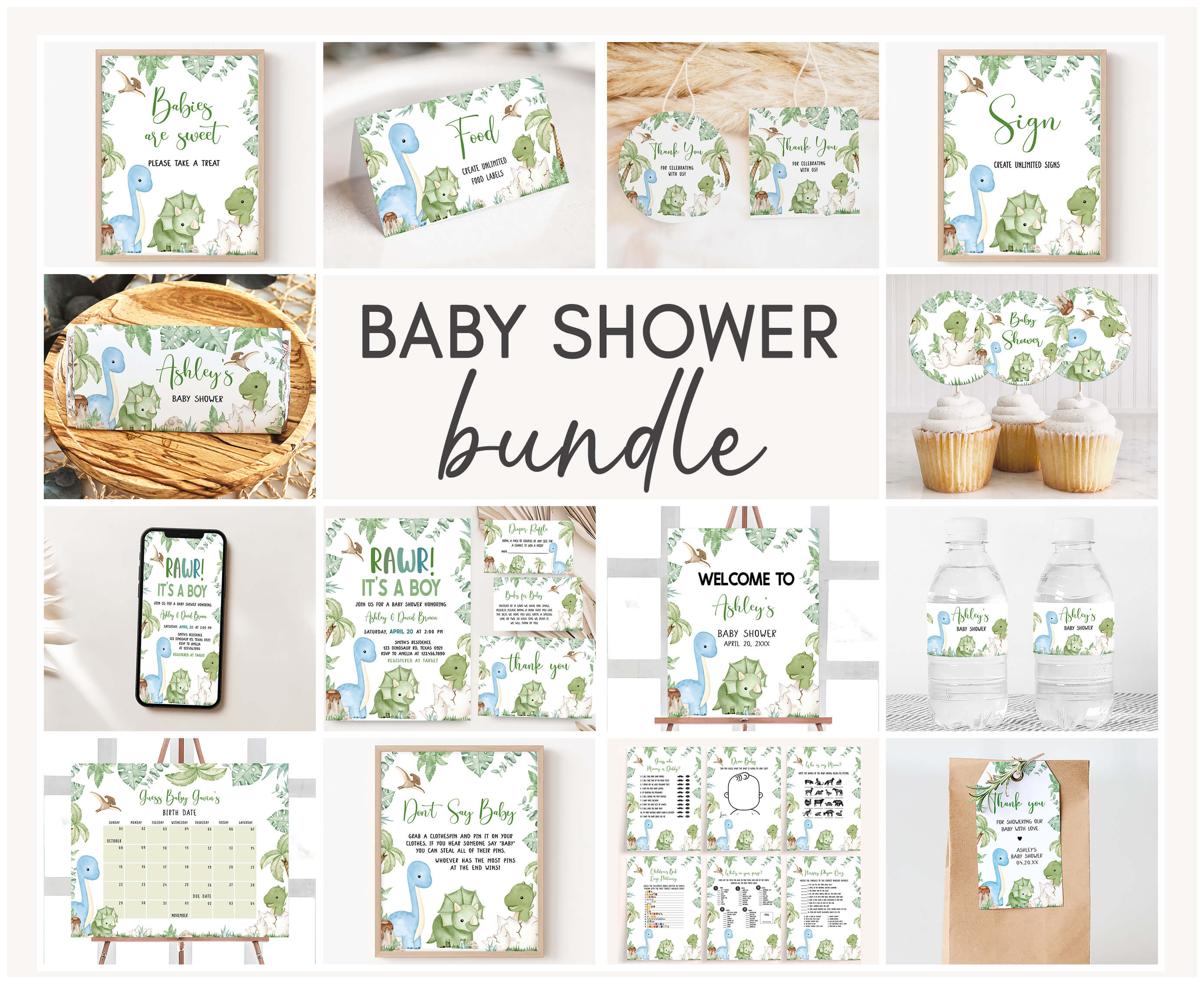 661 Dinosaur Baby Shower Mega Bundle design preview