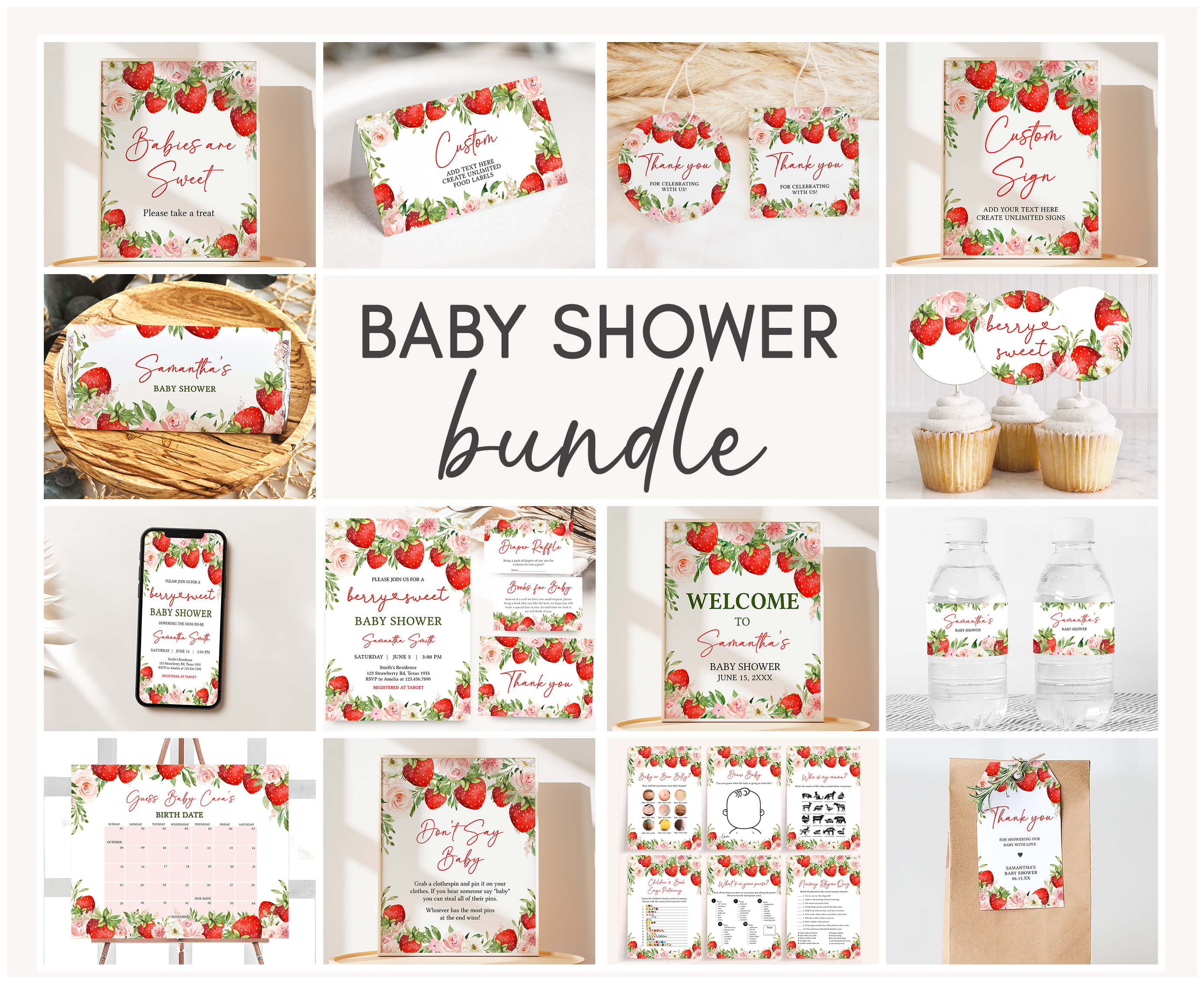 729 Strawberry Berry Sweet Baby Shower Mega Bundle design preview