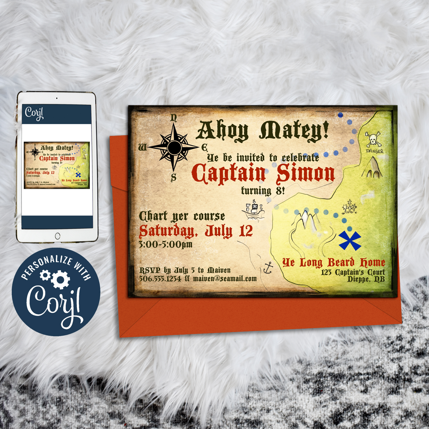 Pirate Invitation, 5x7 design preview