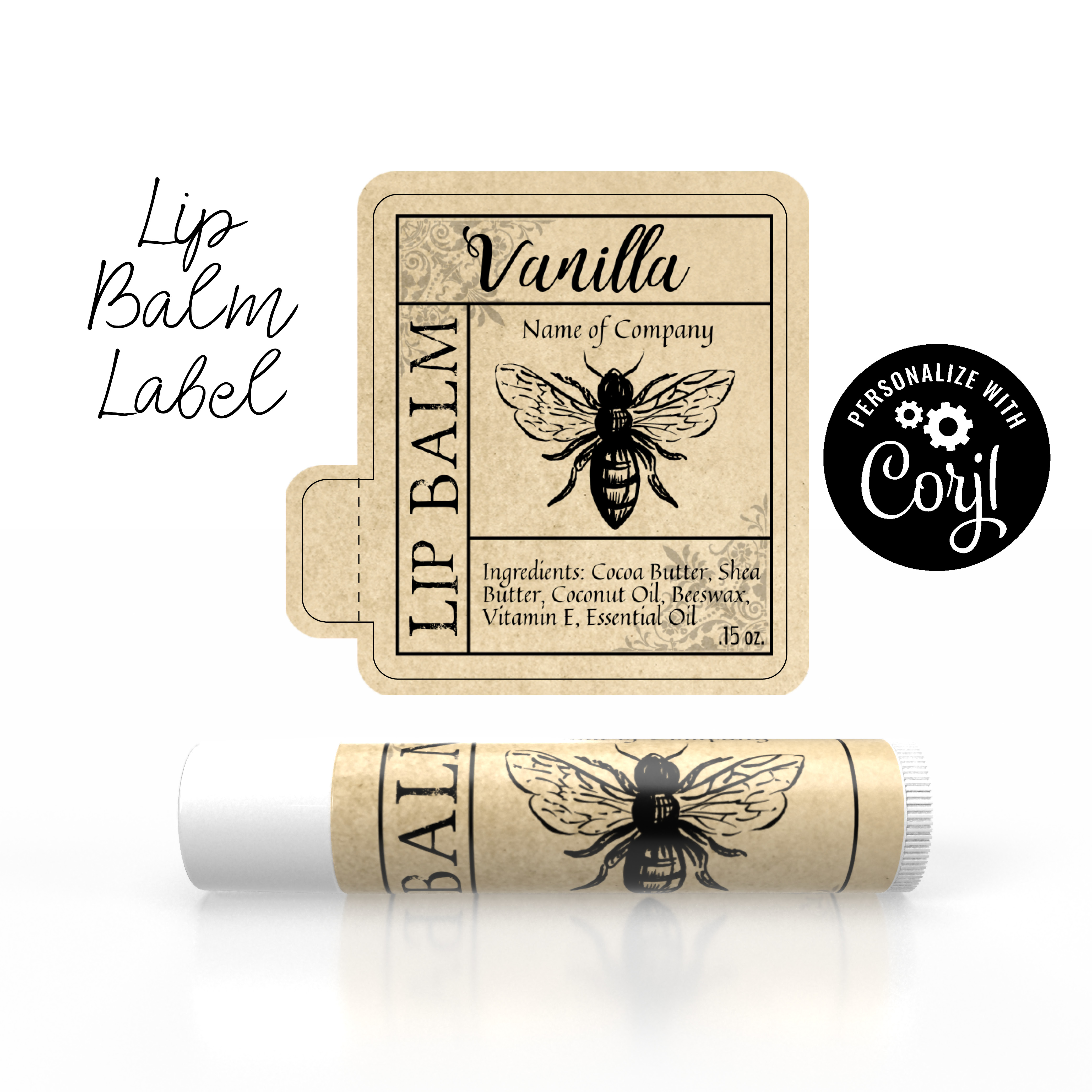 Lip Balm Label Honey Bee Apothecary design preview