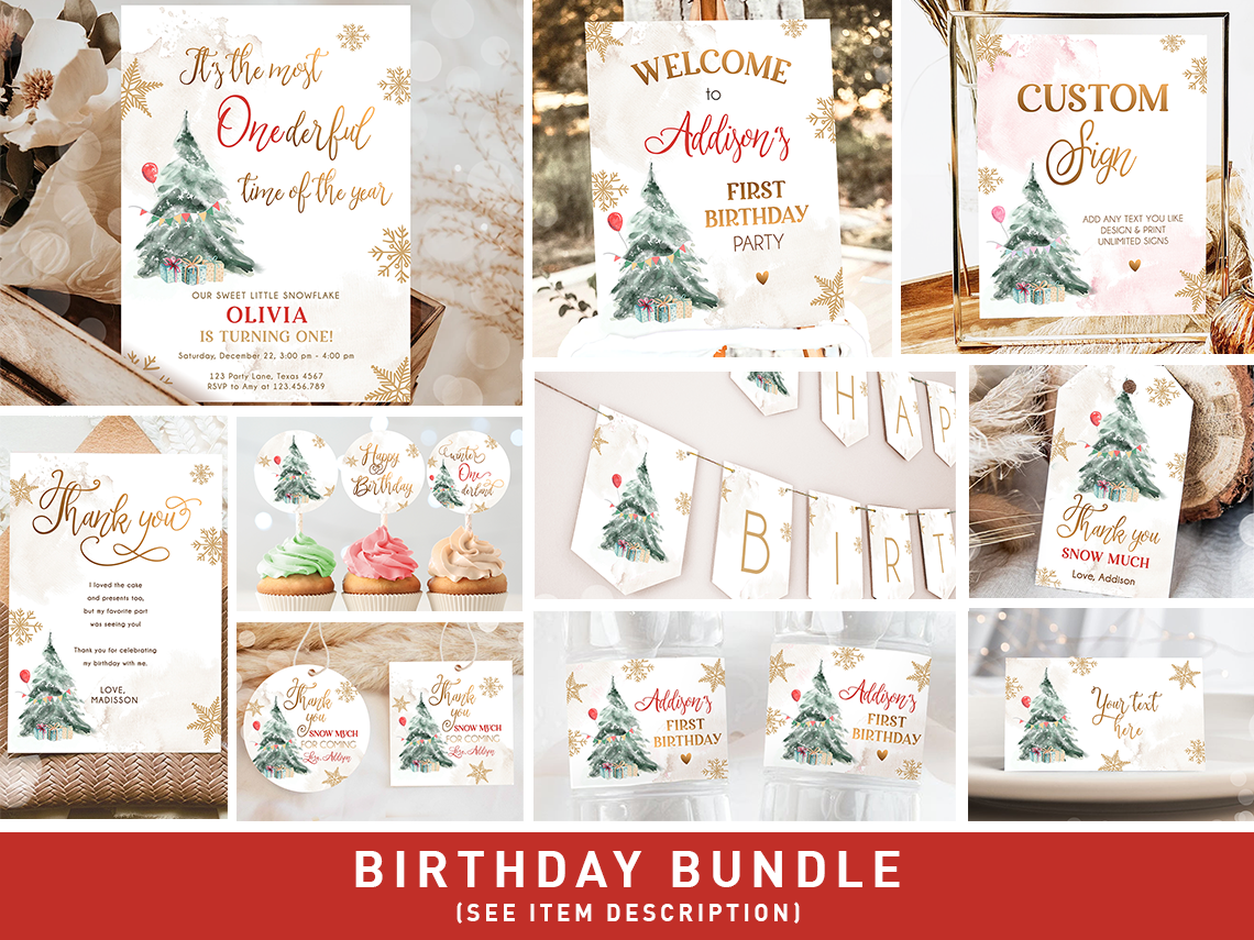 Birthday Bundle Winter Tree Neutral Gold 0363 design preview