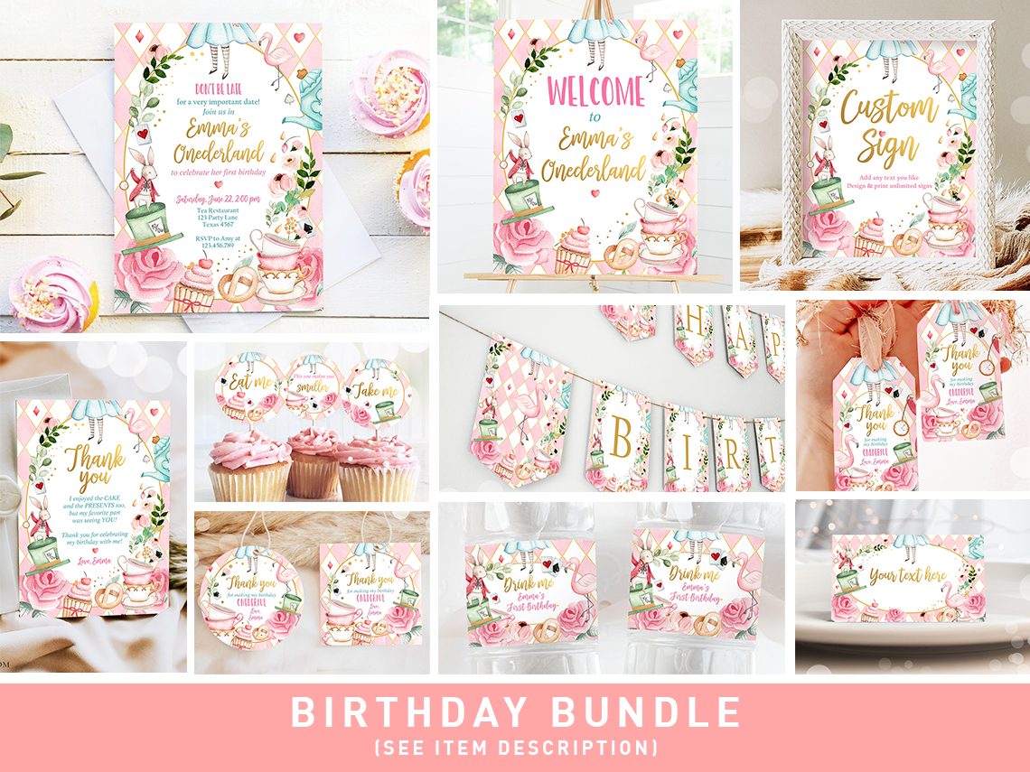 Bundle Birthday Alice in Onederland Pink 0350 design preview