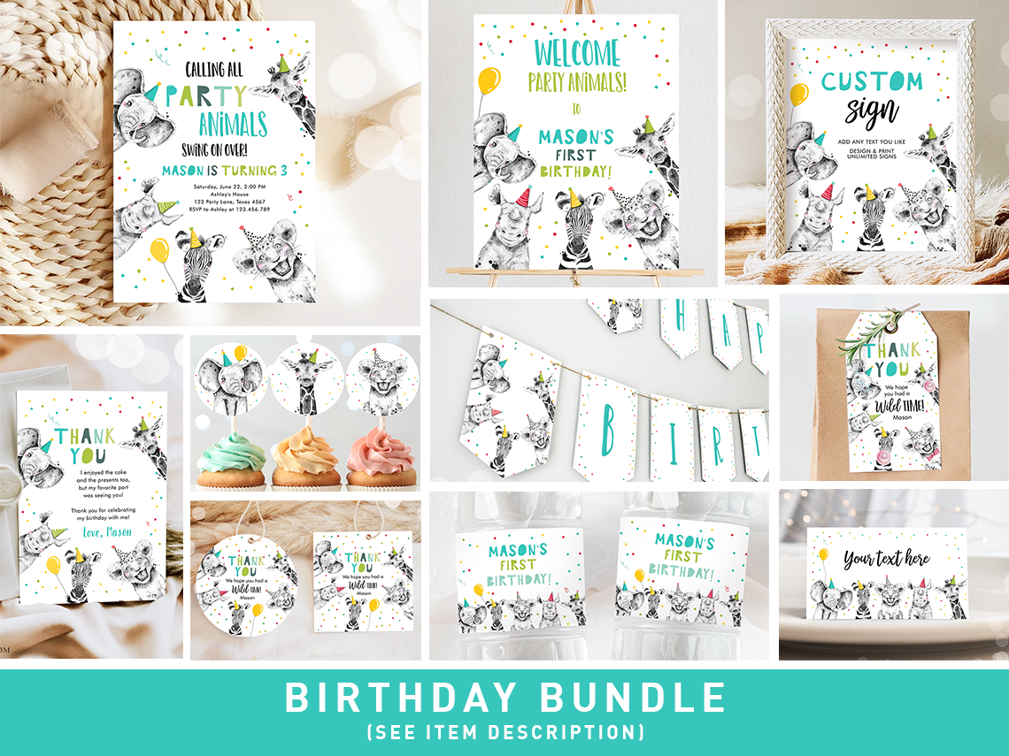 Bundle Birthday Party Animals Boy 0390 design preview