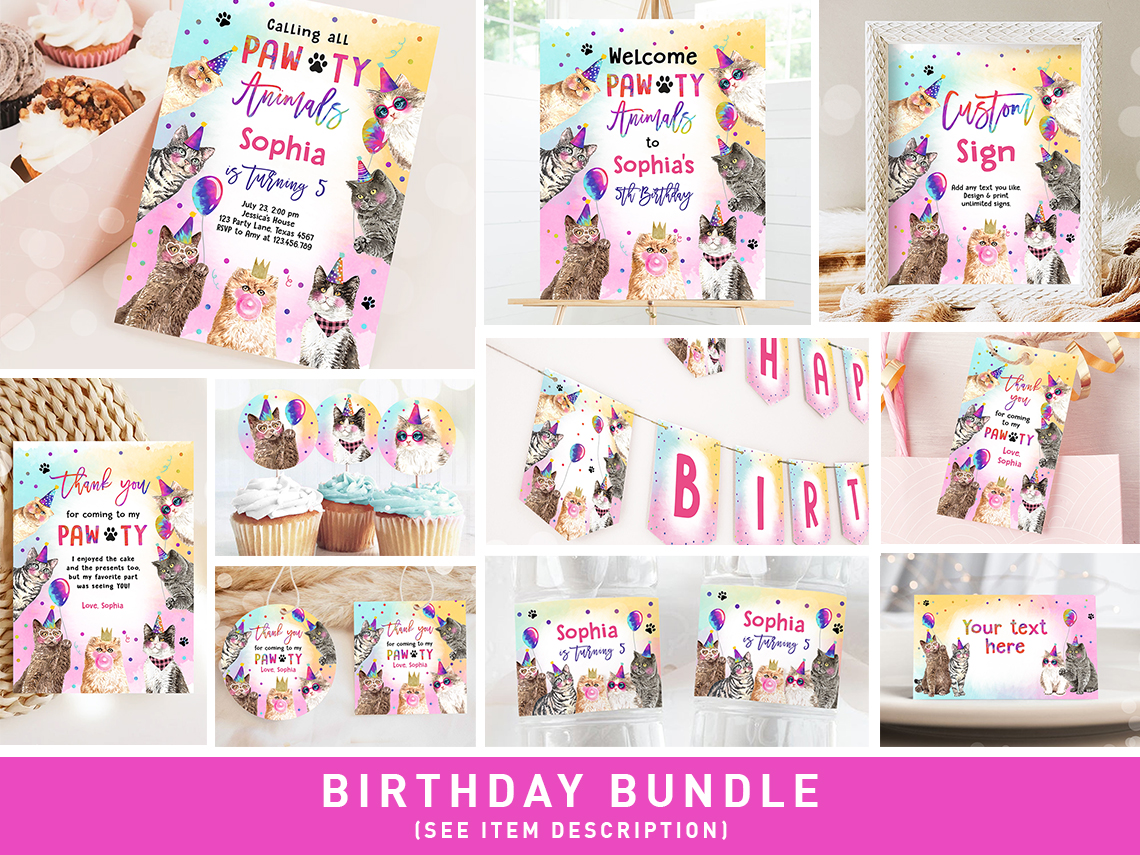 Birthday Bundle Cats Pawty Animals 0460 design preview
