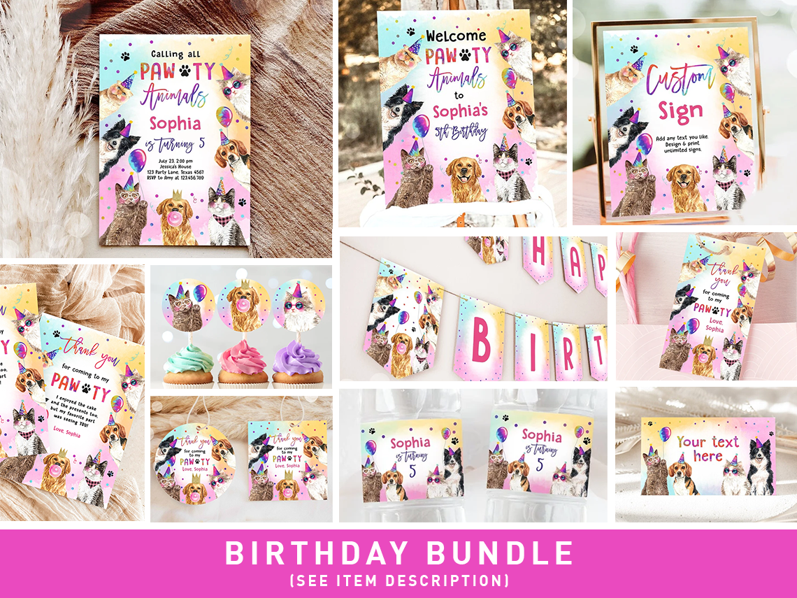 Birthday Bundle Cats and Dogs Pawty Animals 0460 design preview